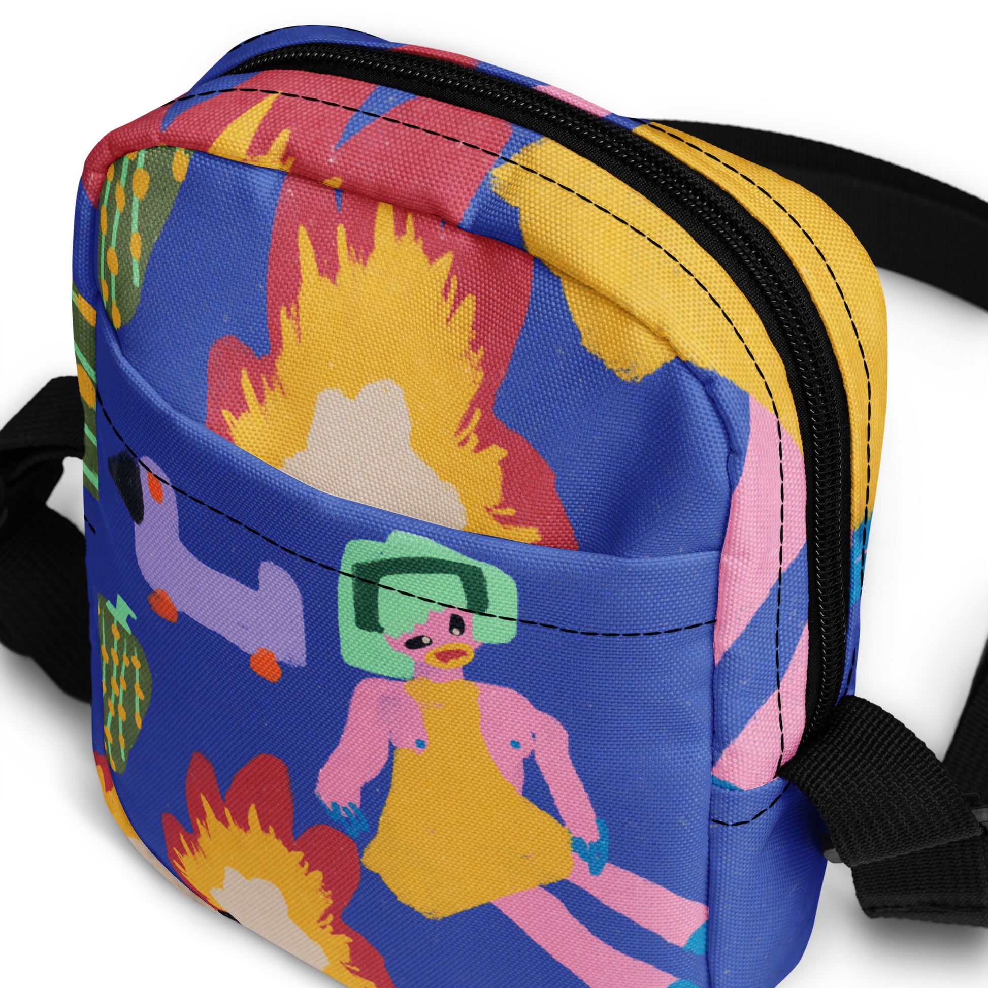 cute Utility crossbody bag featured artwork Midnight Camping
