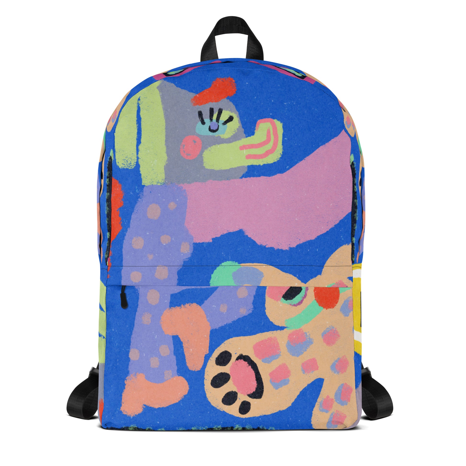 Playful rabbit-themed backpack with laptop pocket and water-resistant fabric