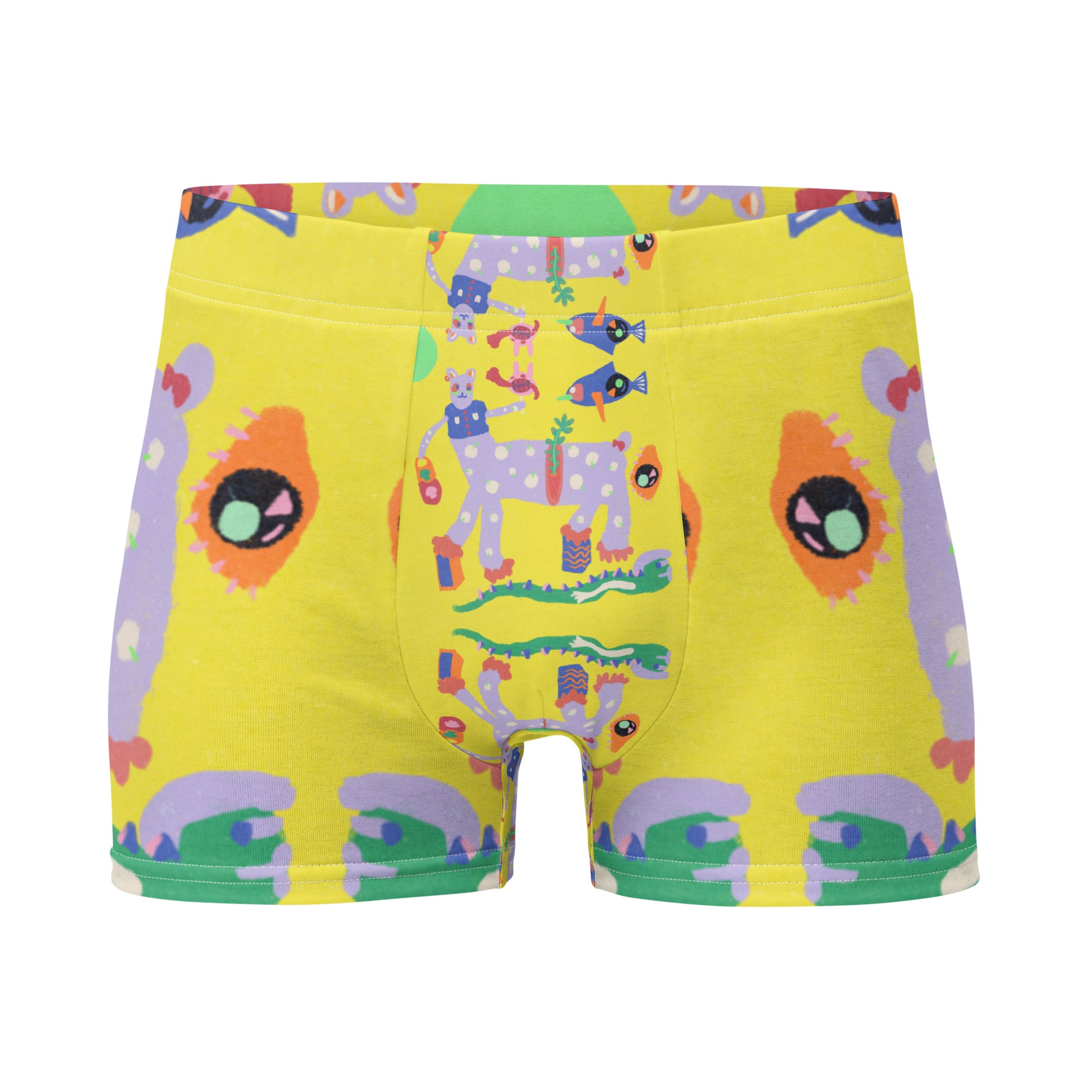 Funny colorful boxer featuring Yellow Burnout design