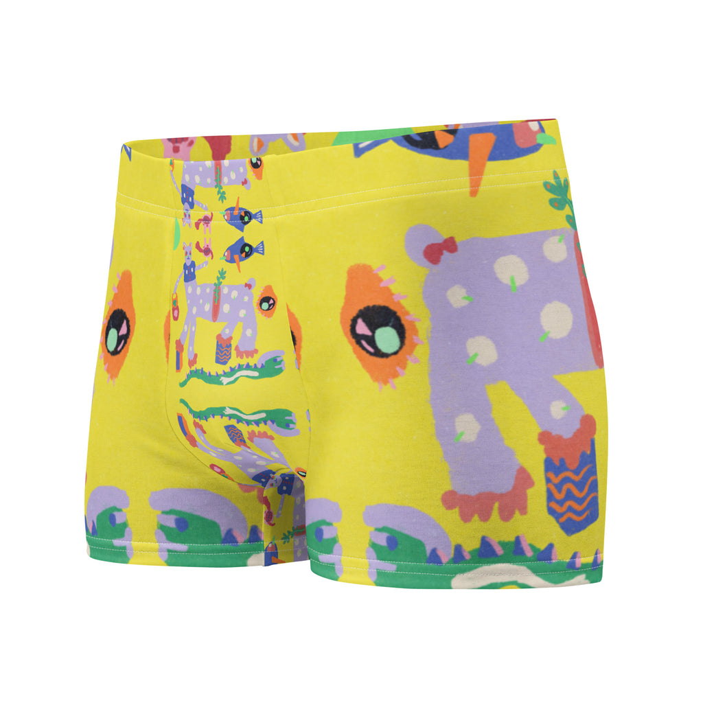 Funny colorful boxer featuring Yellow Burnout design