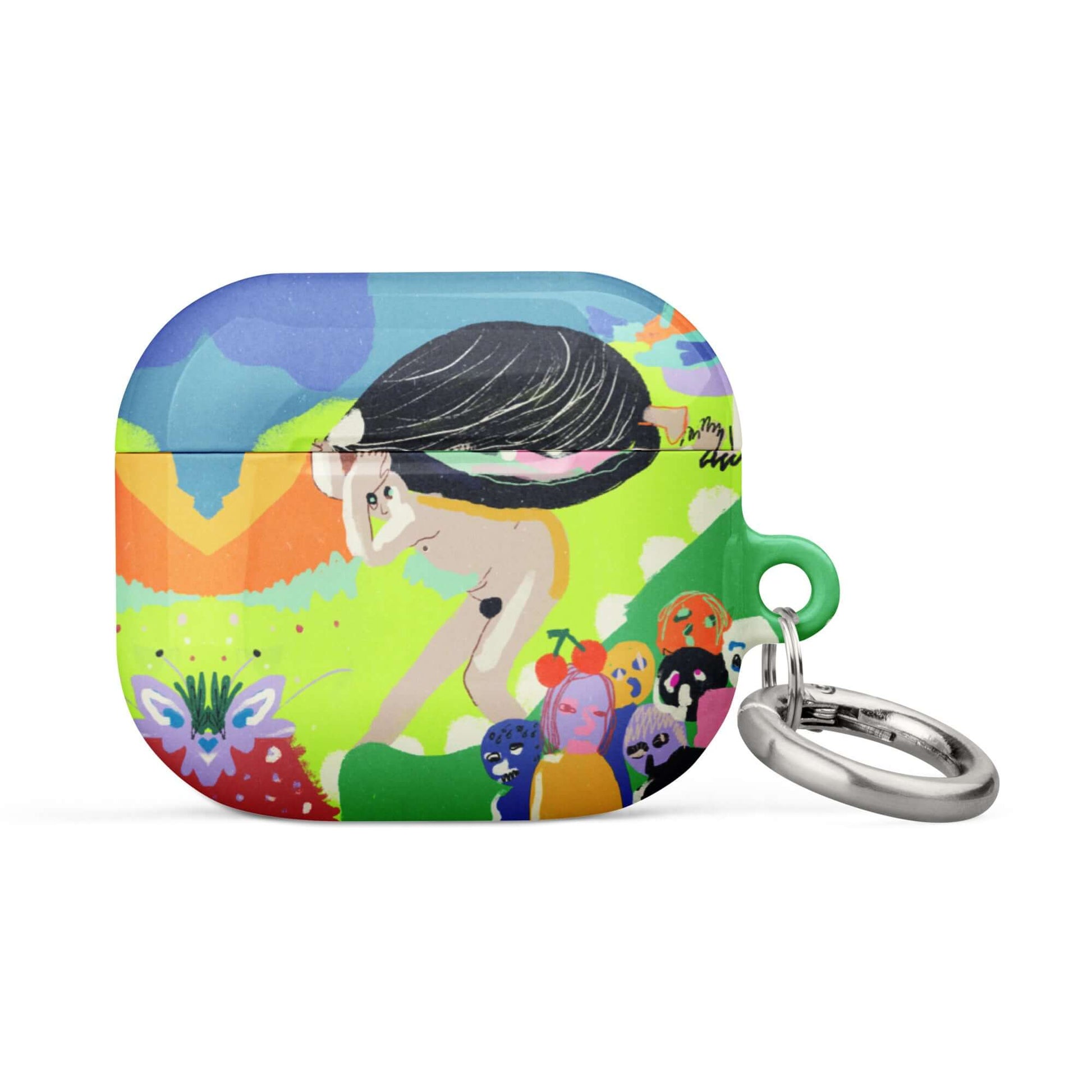 Artistic AirPods case showcasing a modern remake of Hieronymus Bosch's dark and whimsical medieval painting aesthetic.