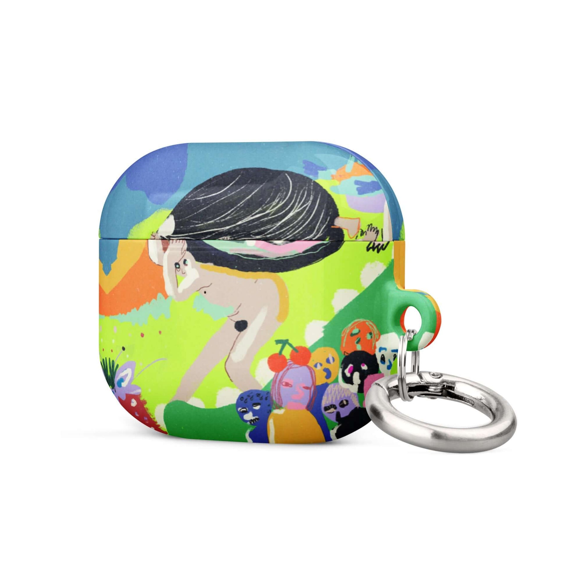 Artistic AirPods case showcasing a modern remake of Hieronymus Bosch's dark and whimsical medieval painting aesthetic.