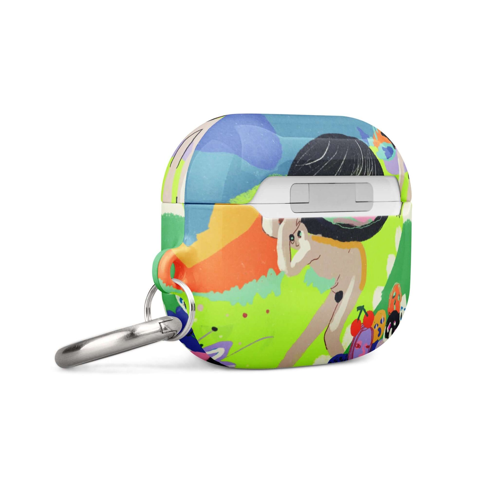 AirPods case featuring a surreal art remake of Hieronymus Bosch's "The Garden of Earthly Delights" with fantastical creatures and vibrant figures.