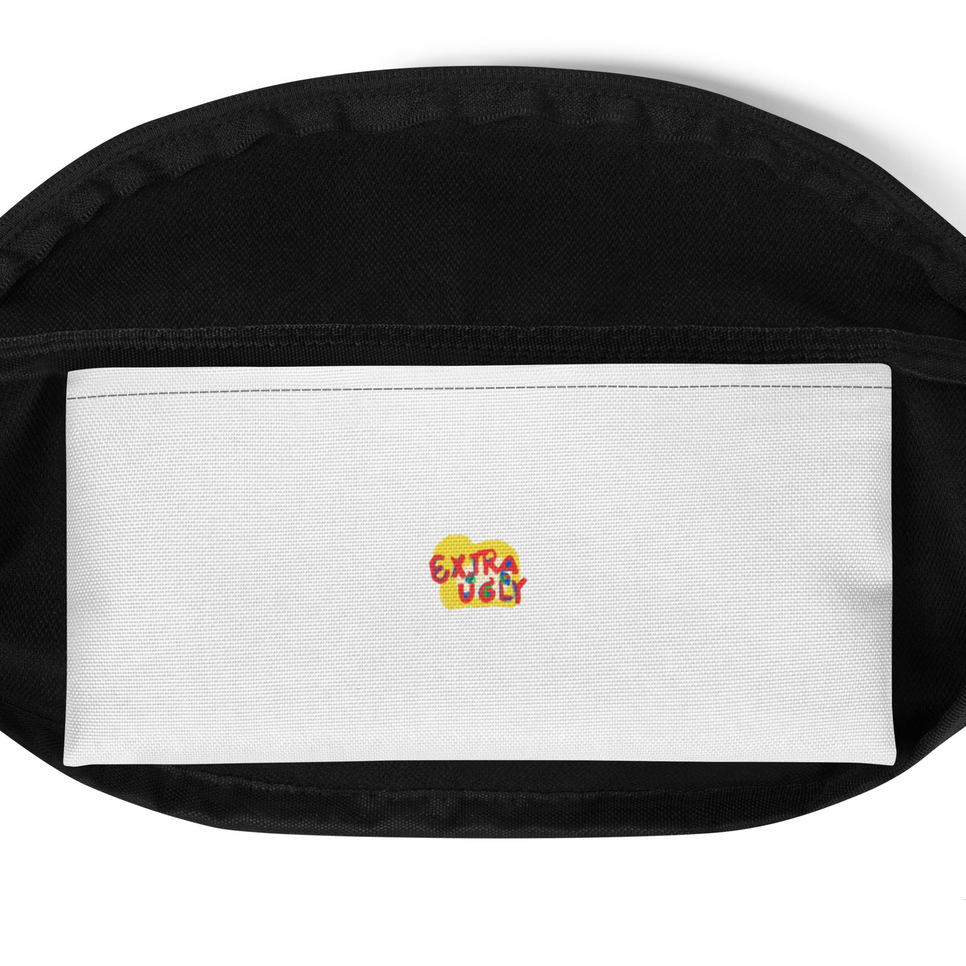 "Jungle Party" fanny pack, a bold and bright hands-free accessory for adventures, with an inside pocket and adjustable straps.