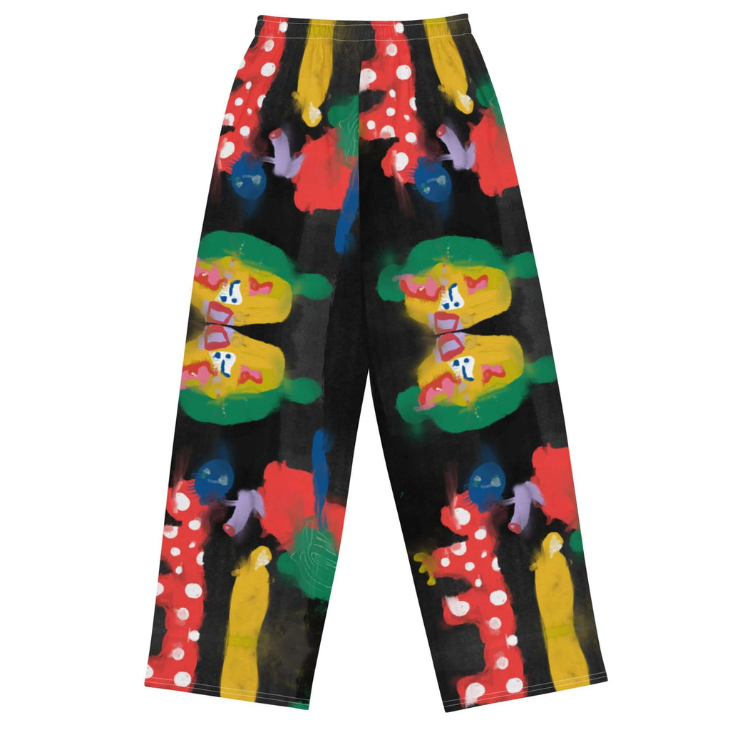 Loose and comfortable wide-leg pants featuring "Wrapping Trip" artwork, made with stretchy, breathable fabric and an adjustable waistband.
