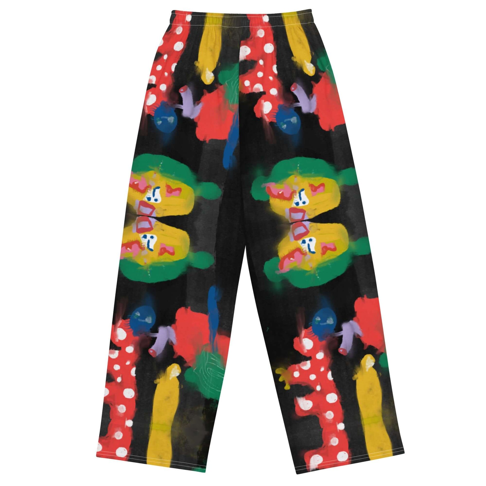 Loose and comfortable wide-leg pants featuring "Wrapping Trip" artwork, made with stretchy, breathable fabric and an adjustable waistband.