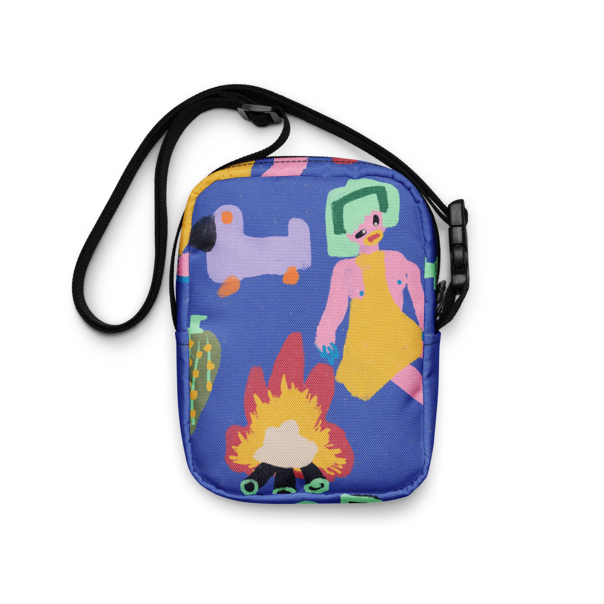 cute Utility crossbody bag featured artwork Midnight Camping