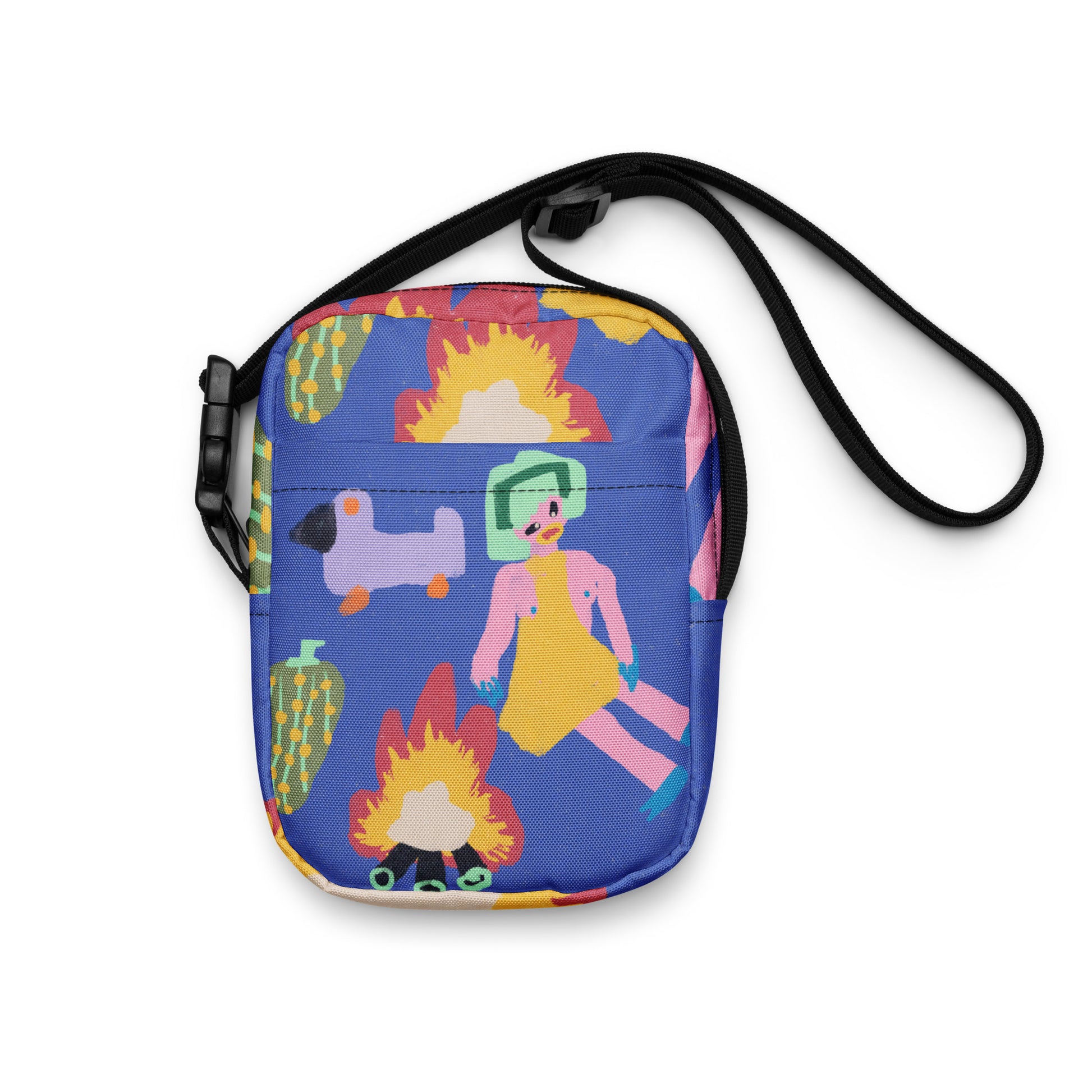 cute Utility crossbody bag featured artwork Midnight Camping
