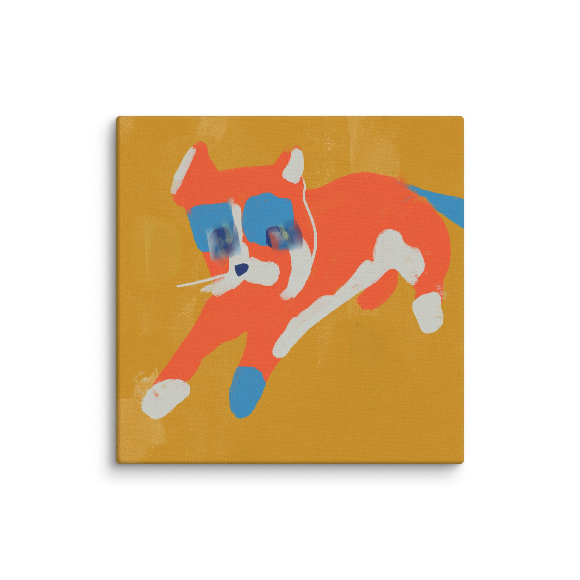 Abstract cat illustration printed on canvas for home decor
