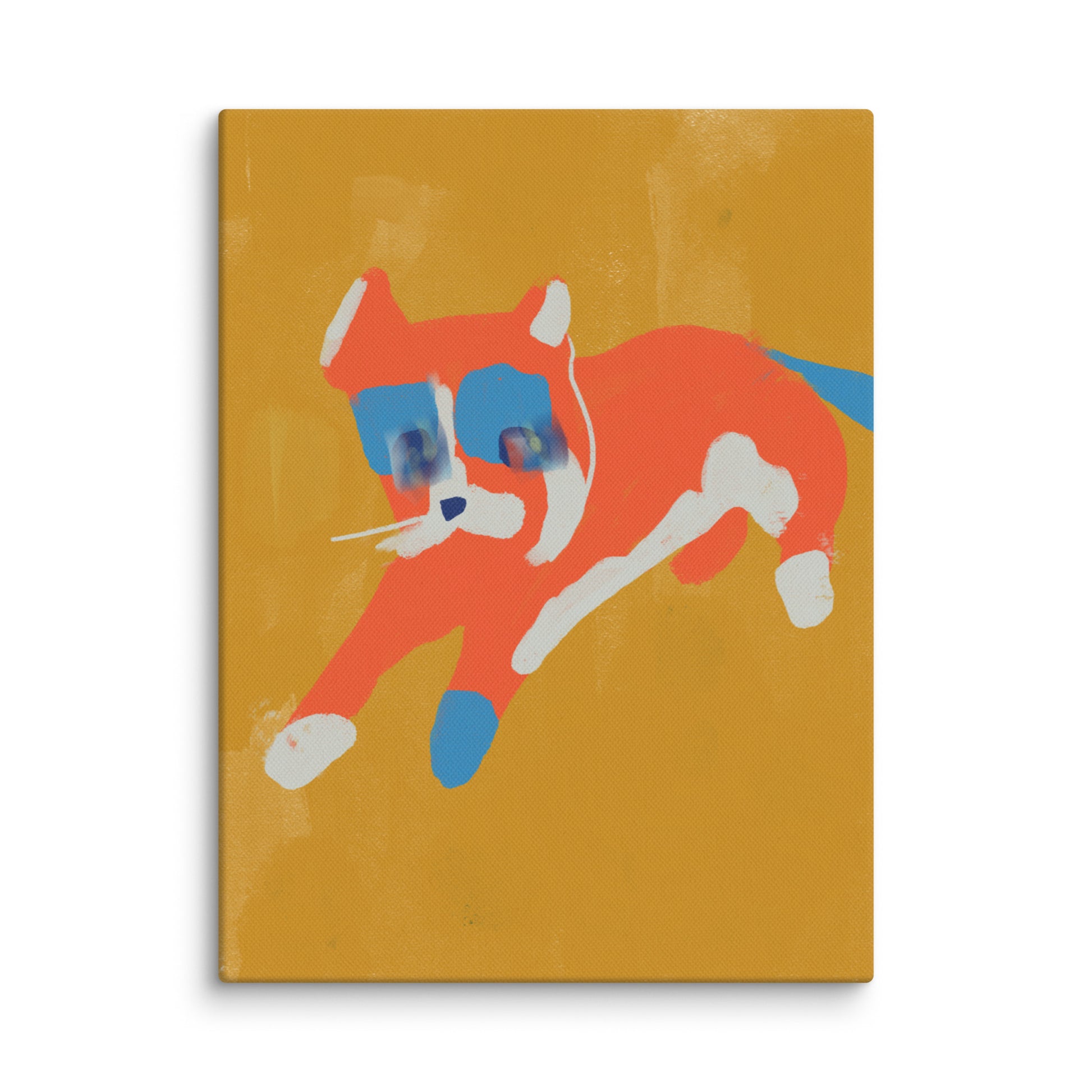 Abstract cat illustration printed on canvas for home decor