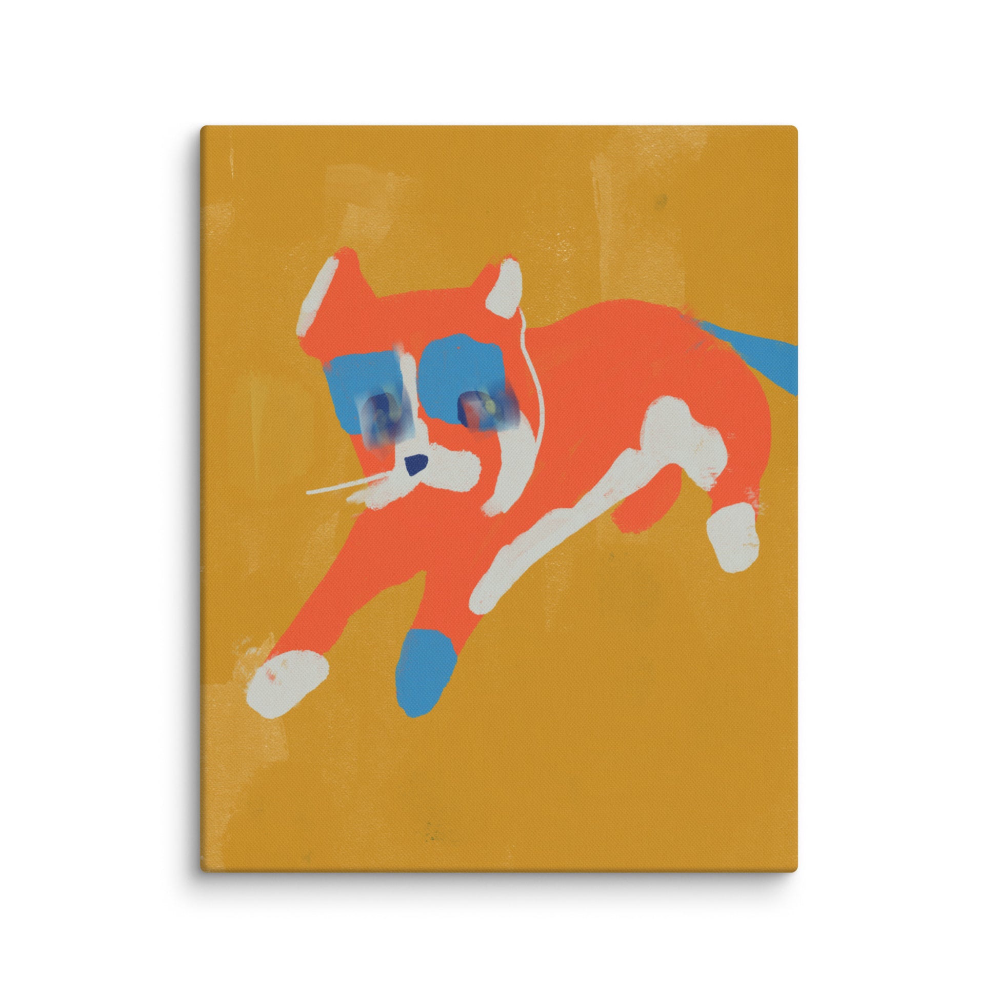 Abstract cat illustration printed on canvas for home decor
