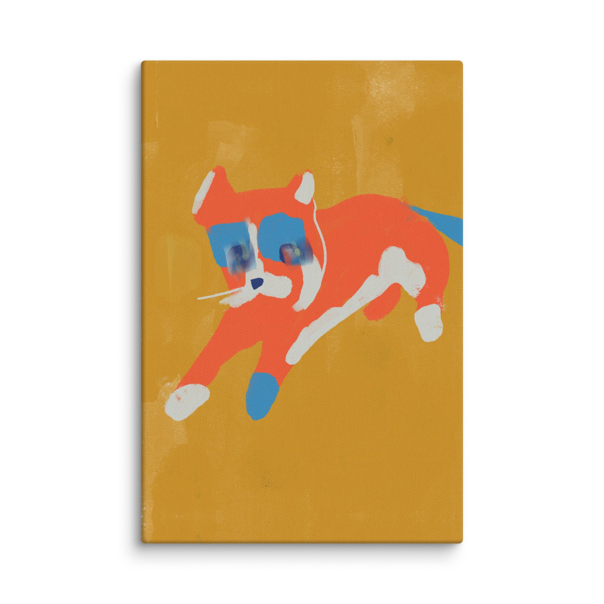 Picky Cat funny canvas print featuring bold red and blue colors