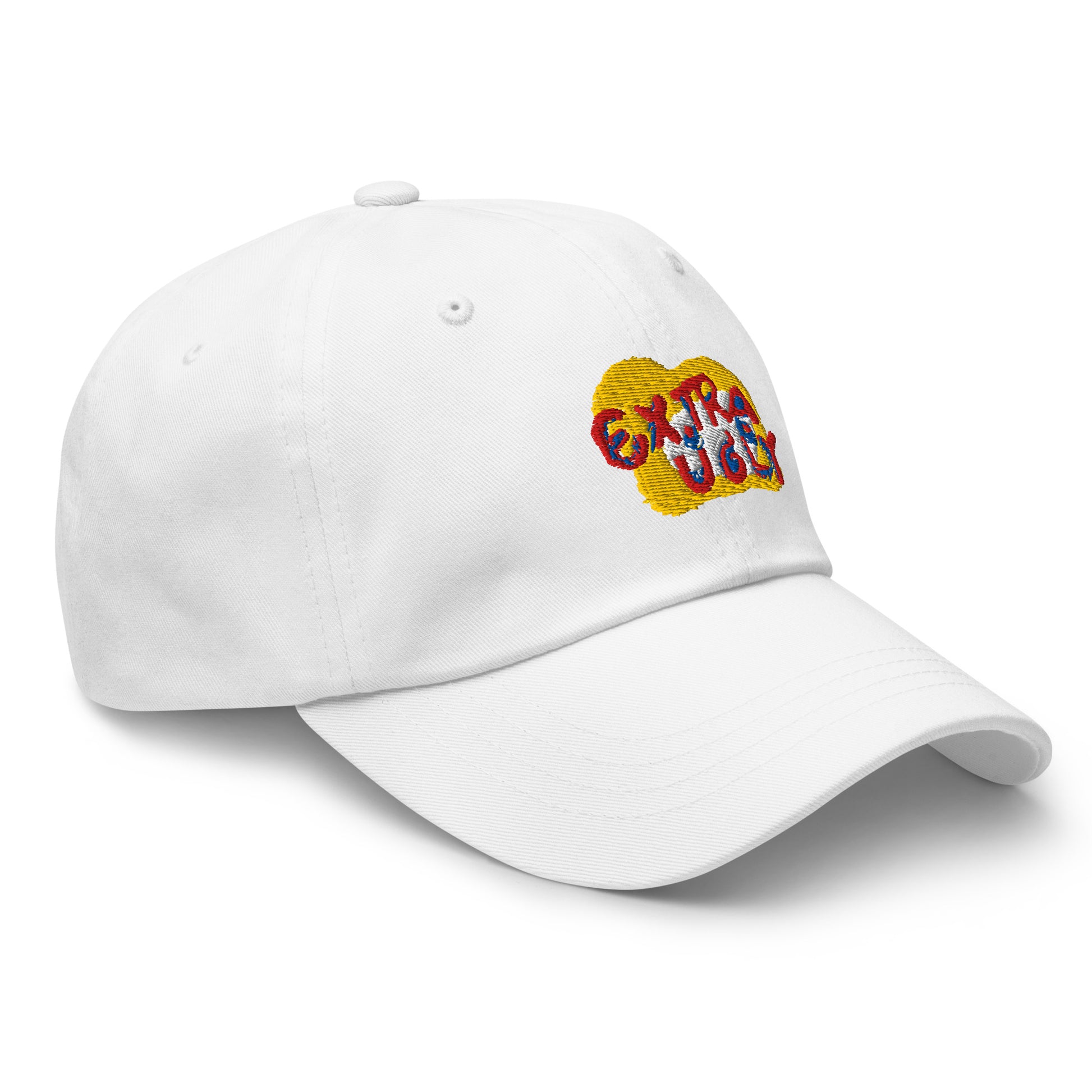 Embroidered "Extra Ugly Dad hat" in various colors, offering a timeless look with an adjustable strap for a perfect fit.