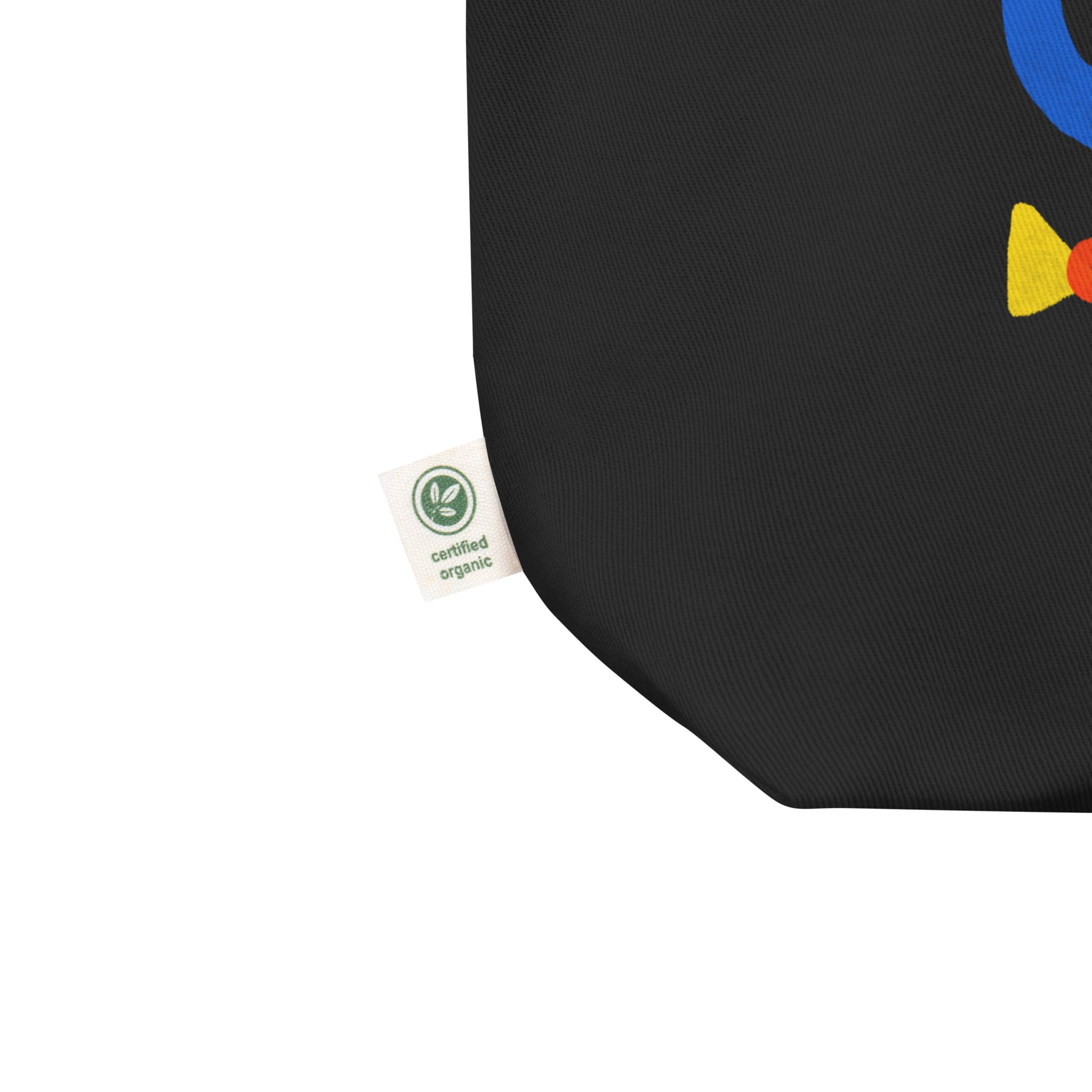 Eco tote bag made of organic cotton, featuring a cheerful twin cats illustration on the front.