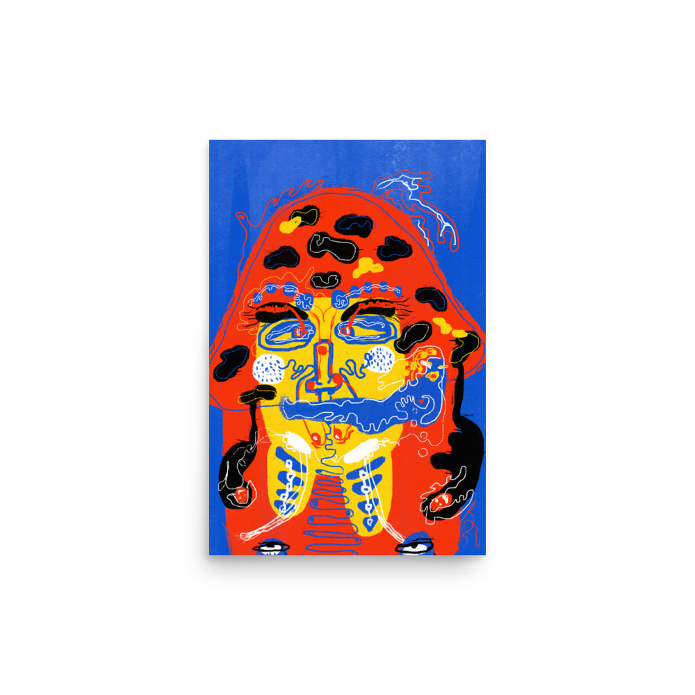 Unique "Mushroom Lady" poster for weird walls, showcasing a bizarre and beautifully unhinged design on high-quality matte paper.