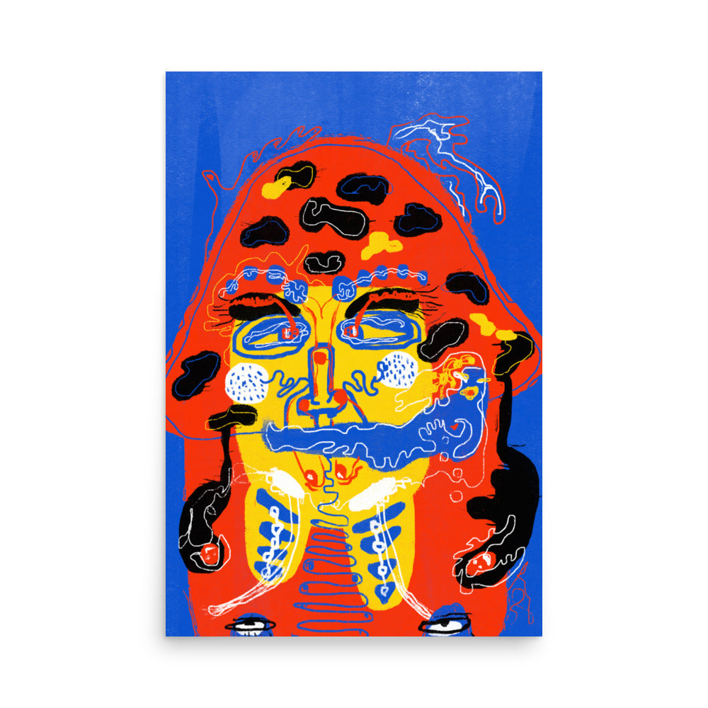 Unique "Mushroom Lady" poster for weird walls, showcasing a bizarre and beautifully unhinged design on high-quality matte paper.