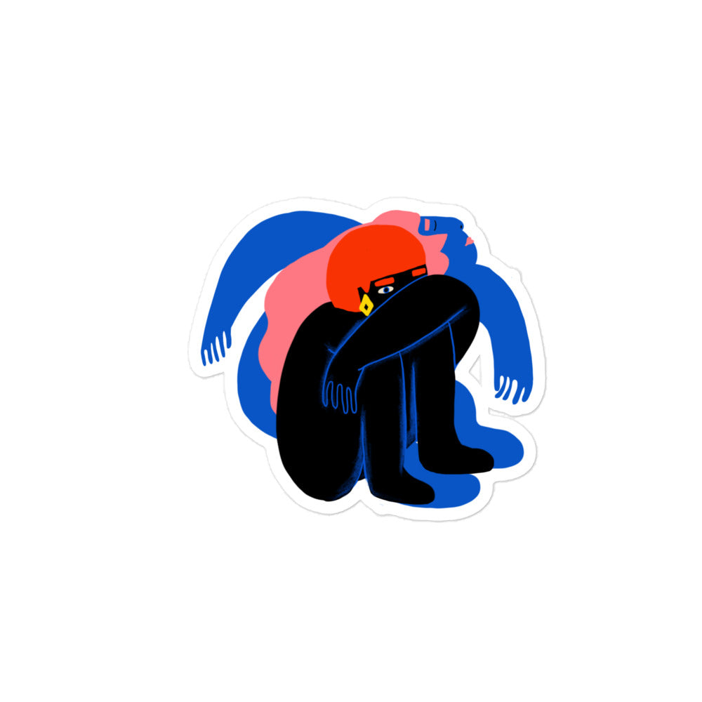 Whimsical Flying Somewhere sticker with bold colors
