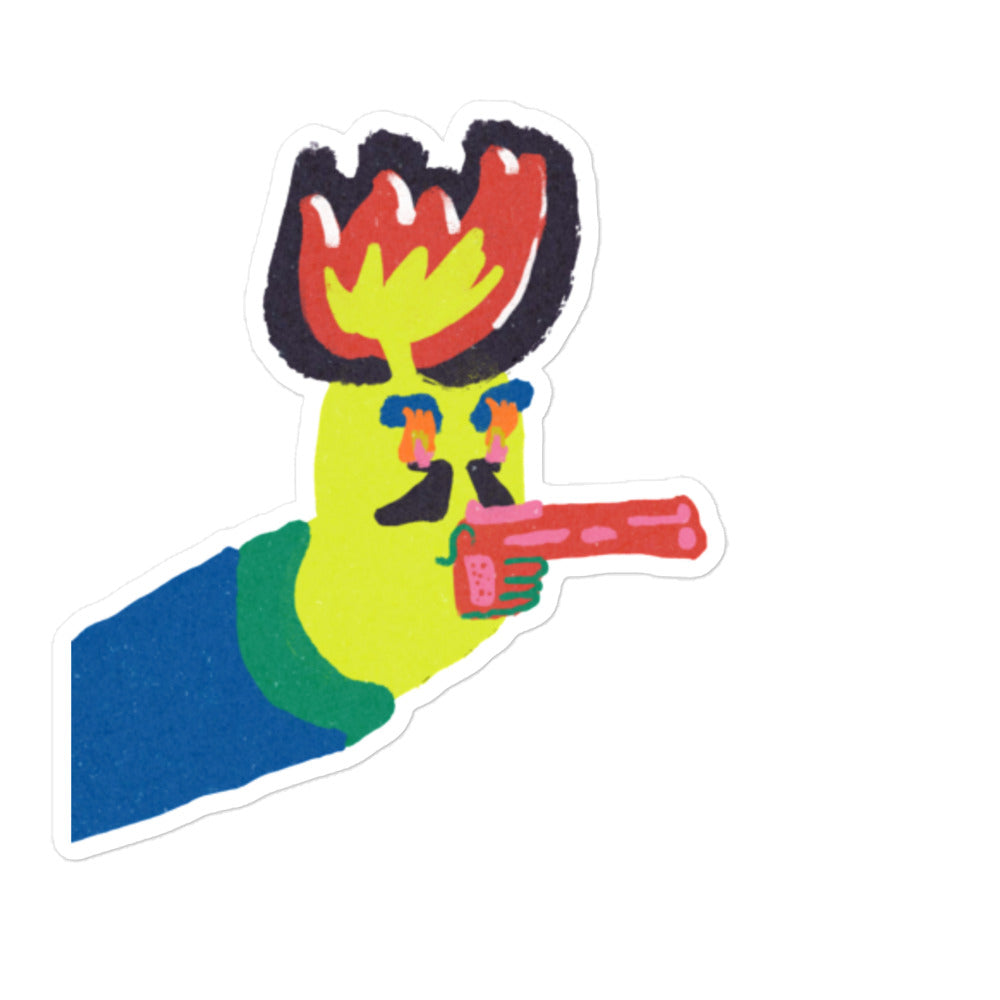 Fun and bold sticker with Over Explained graphic