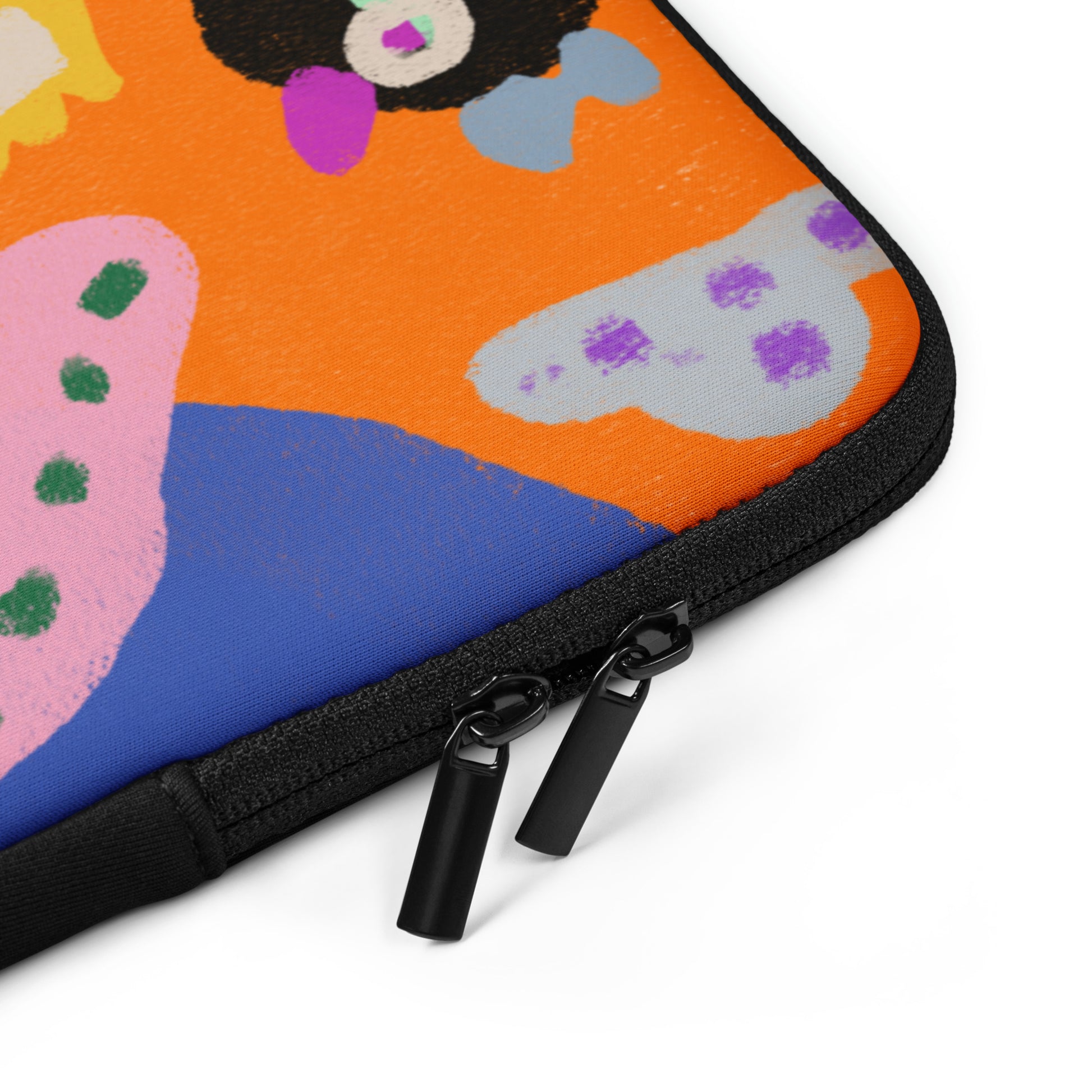 Water-resistant laptop sleeve featuring a playful waving alligator design, with faux fur interior and padded zipper.