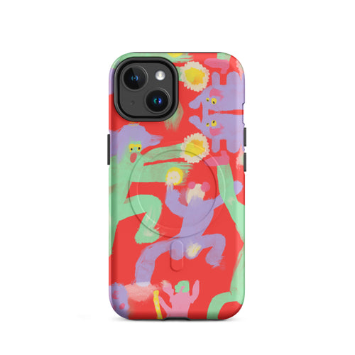 Protective MagSafe tough case featuring signature "Dancing Hard" chaotic artwork, designed for strength, style, and magnetic snap.