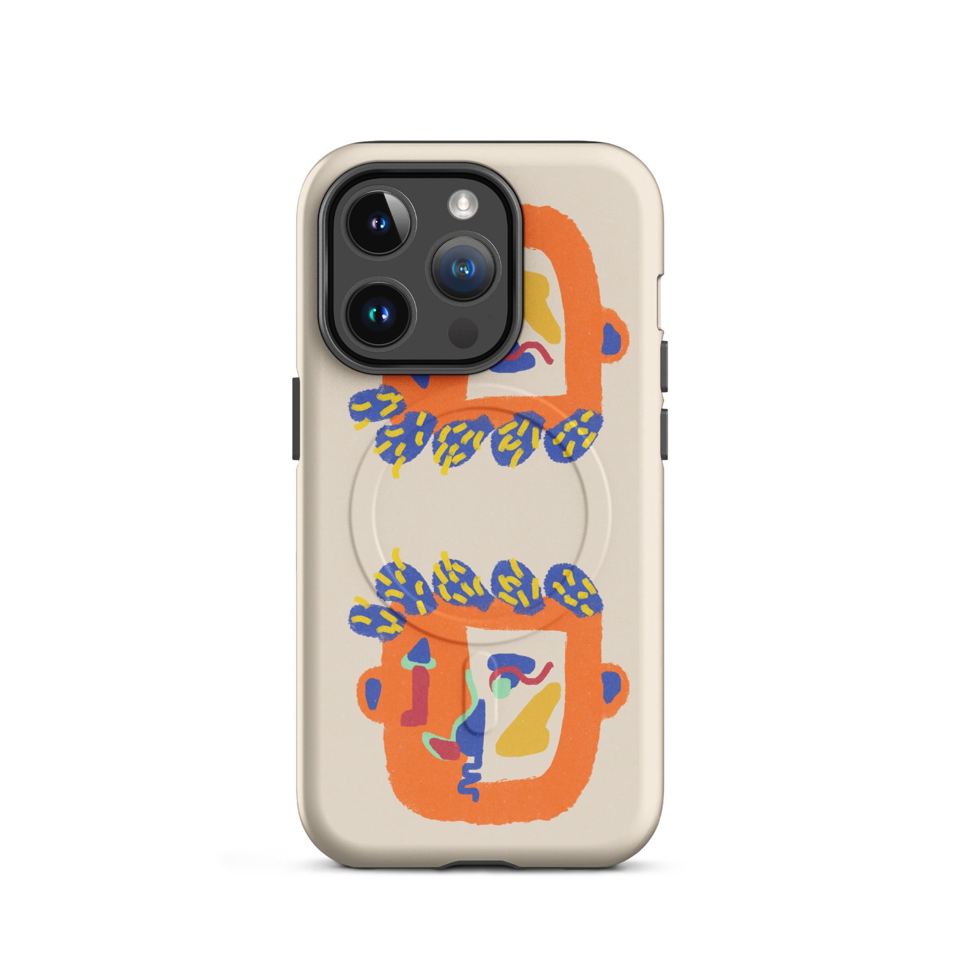 Protective MagSafe iPhone tough case featuring a mysterious, abstract design, offering dual-layer impact absorption and effortless attachment.