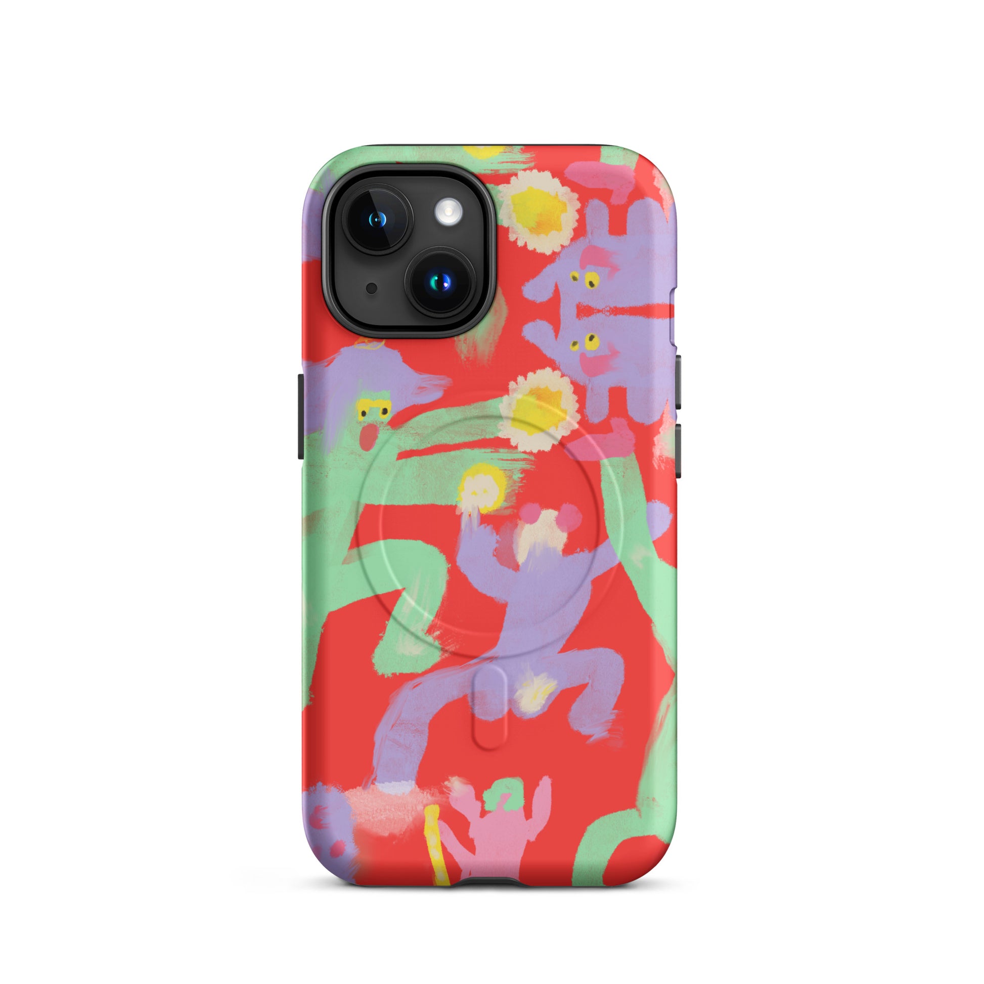 Protective MagSafe tough case featuring signature "Dancing Hard" chaotic artwork, designed for strength, style, and magnetic snap.