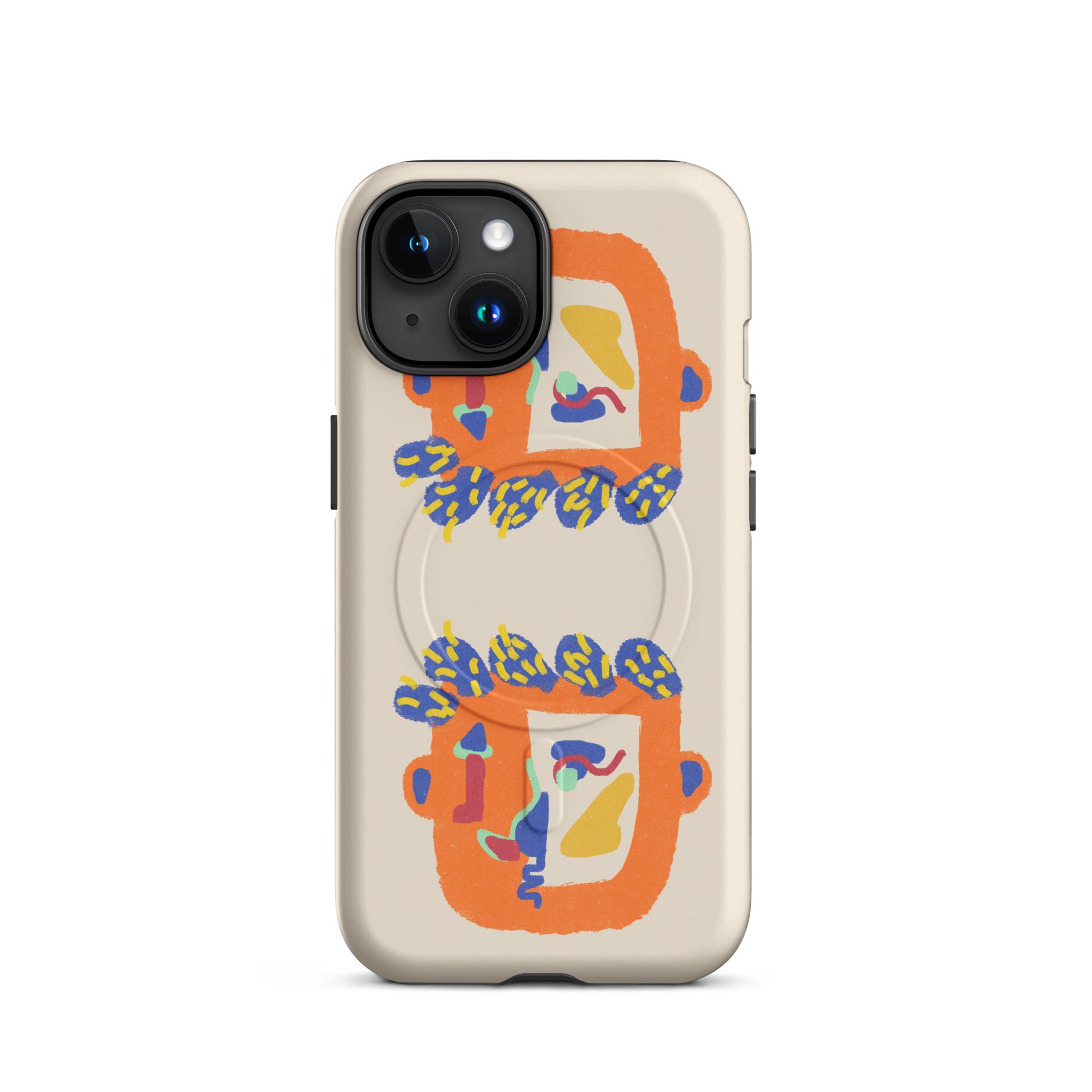 Durable MagSafe tough case with an abstract, introspective artwork, providing serious phone protection and faster wireless charging.