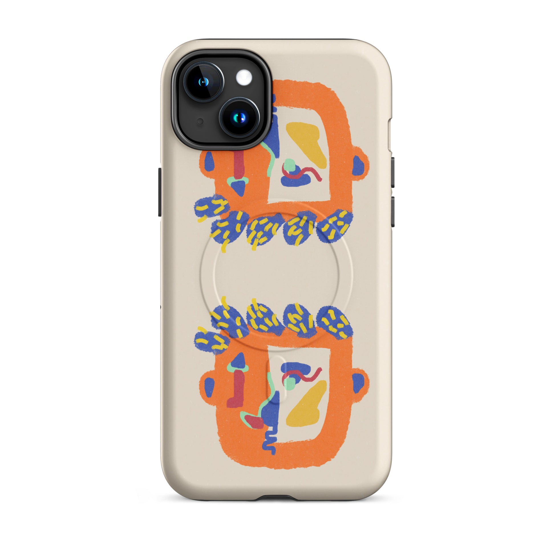 Durable MagSafe tough case with an abstract, introspective artwork, providing serious phone protection and faster wireless charging.