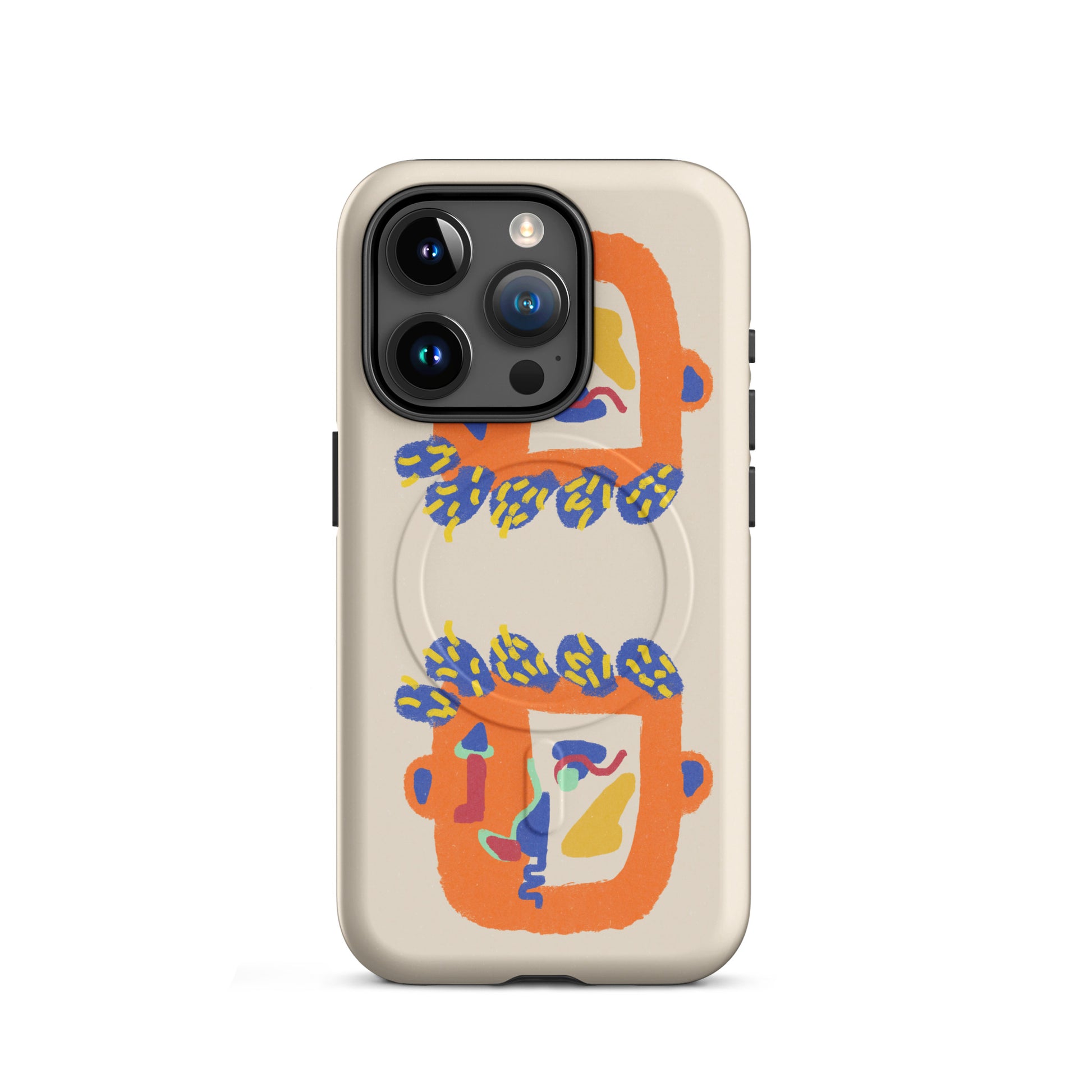 Durable MagSafe tough case with an abstract, introspective artwork, providing serious phone protection and faster wireless charging.