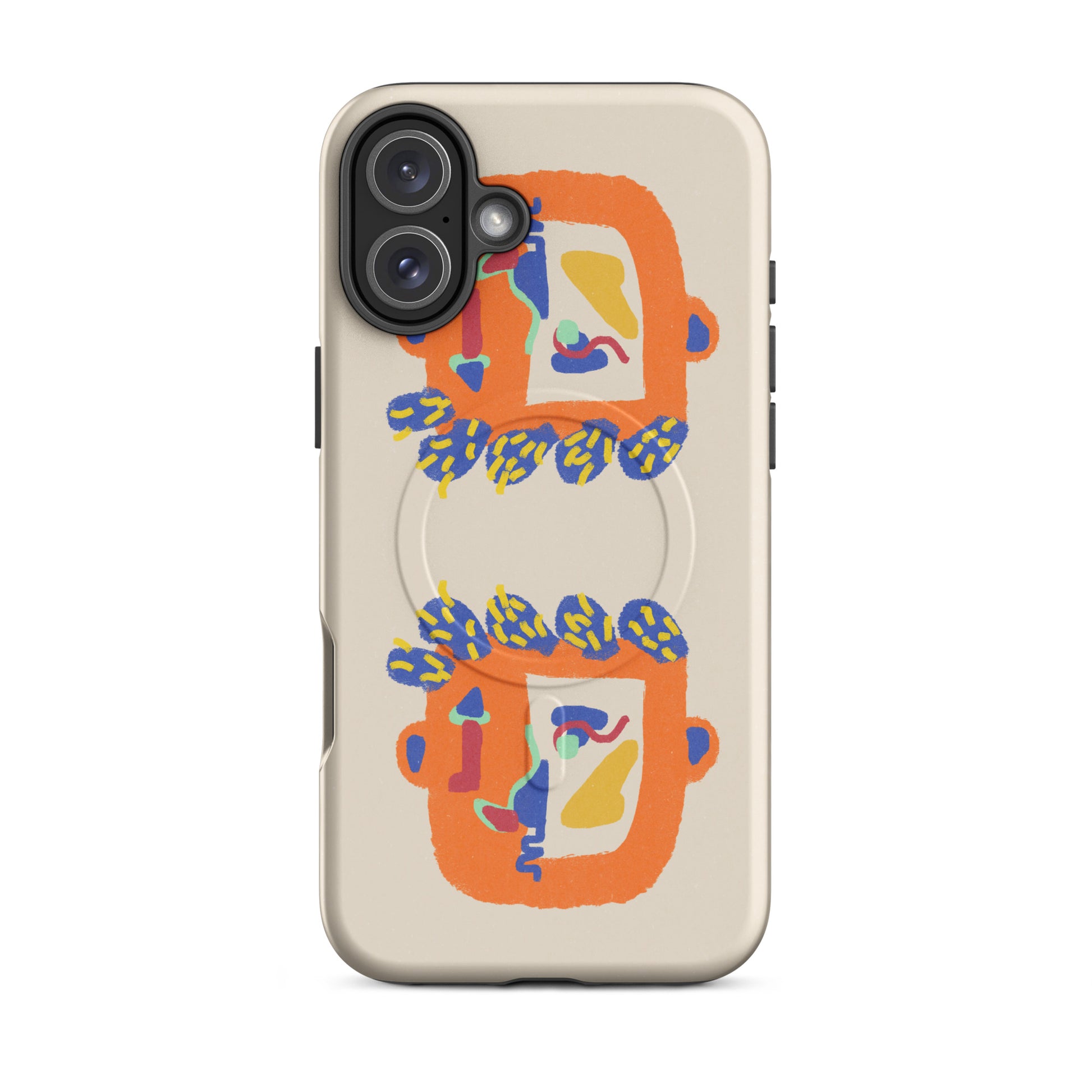Durable MagSafe tough case with an abstract, introspective artwork, providing serious phone protection and faster wireless charging.