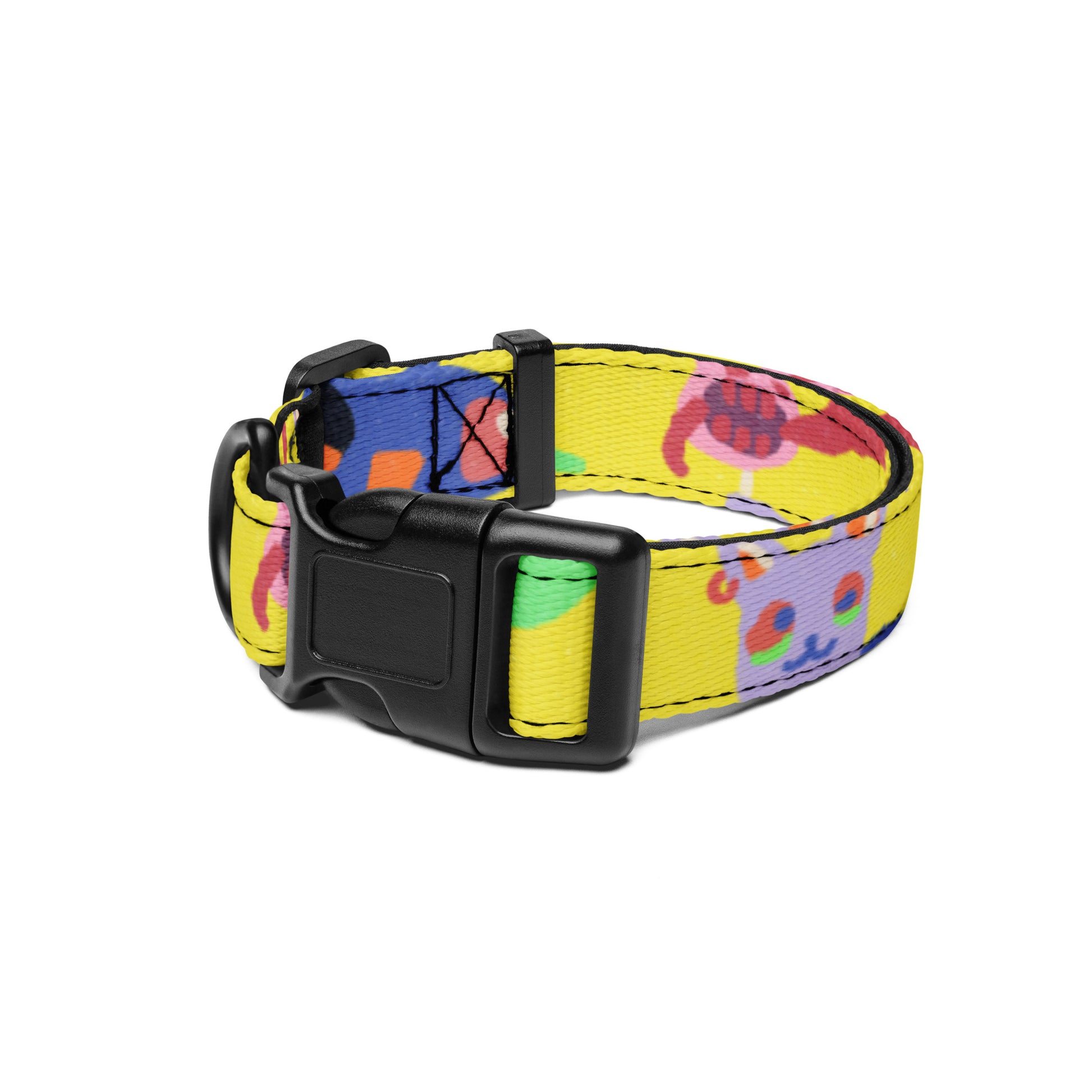 Bright, bold pet collar with abstract colorful design