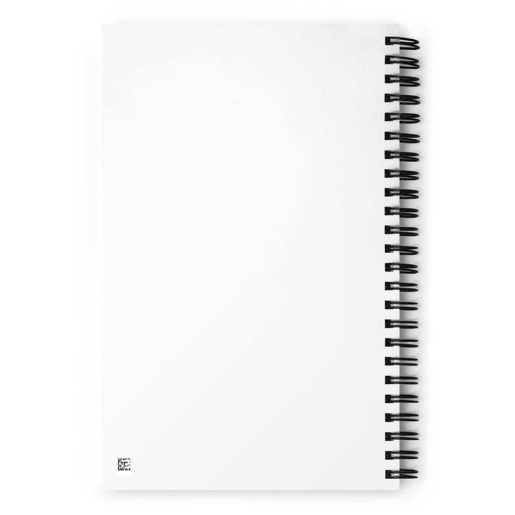 Spiral notebook with “Small Talk Checklist” design on the cover, wire-bound, open flat on a desk.