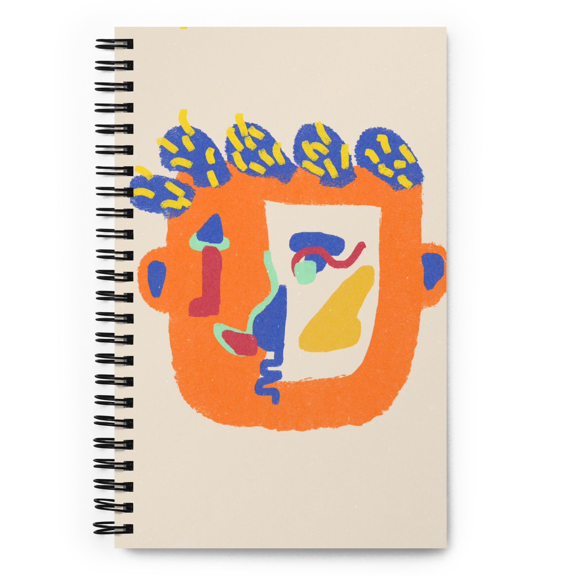 Unique wire-bound notebook with "Look at the Mirror" art print on the cover, designed to inspire writing and idea capture.
