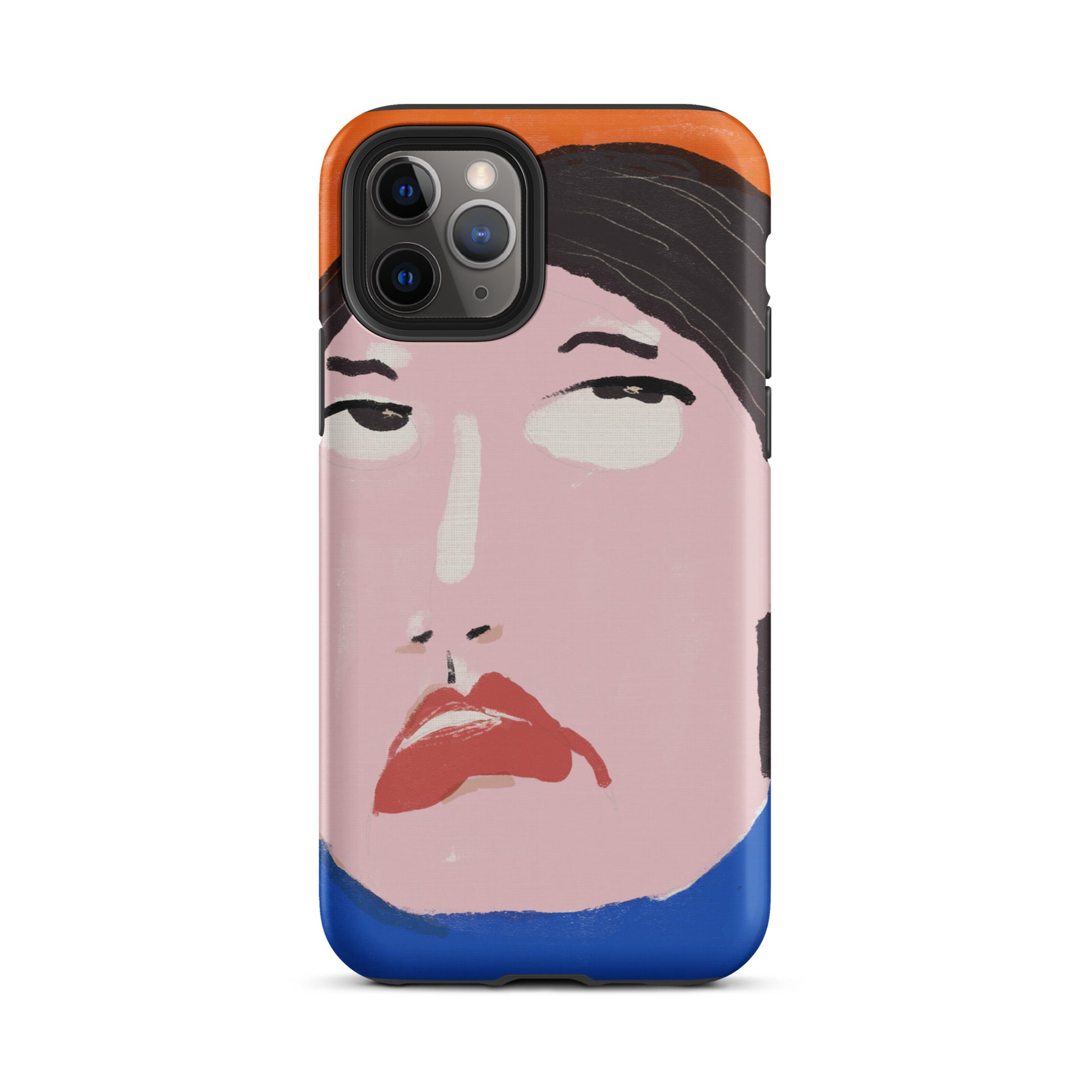 Product A stylish iPhone case featuring a hand-drawn portrait of a woman with an unimpressed expression, paired with the word “Nah.” The design channels a cool, dismissive vibe. The case has a durable, dual-layer build with impact protection.
