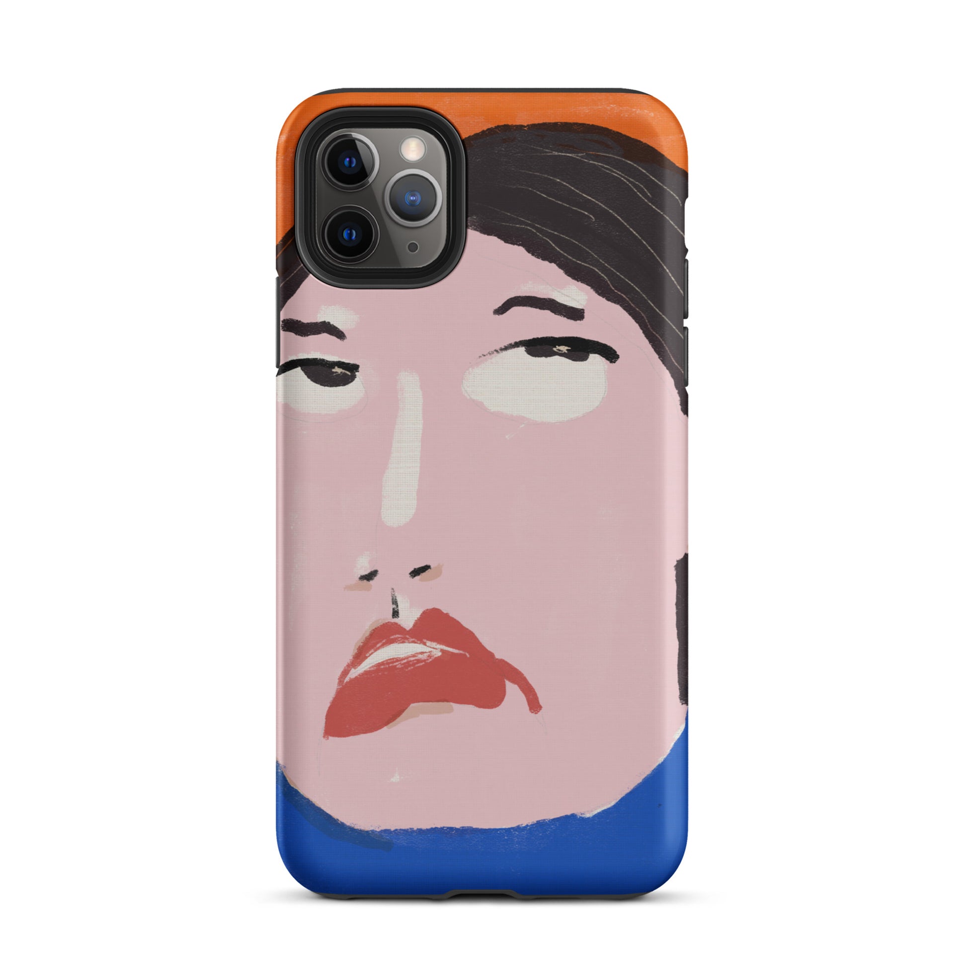 A stylish iPhone case featuring a hand-drawn portrait of a woman with an unimpressed expression, paired with the word “Nah.” The design channels a cool, dismissive vibe. The case has a durable, dual-layer build with impact protection.