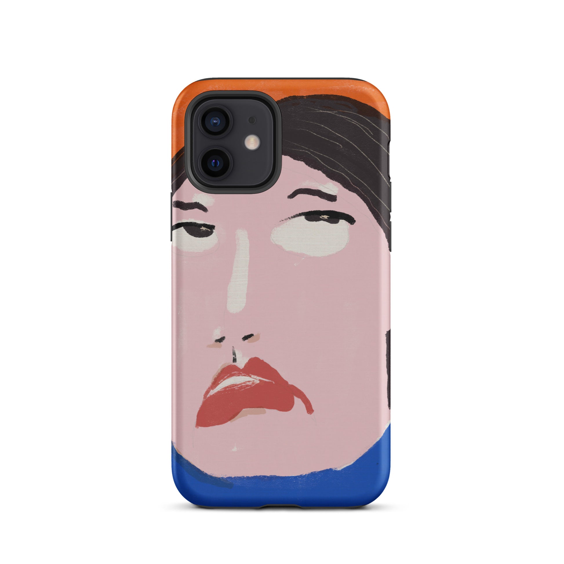 A stylish iPhone case featuring a hand-drawn portrait of a woman with an unimpressed expression, paired with the word “Nah.” The design channels a cool, dismissive vibe. The case has a durable, dual-layer build with impact protection.