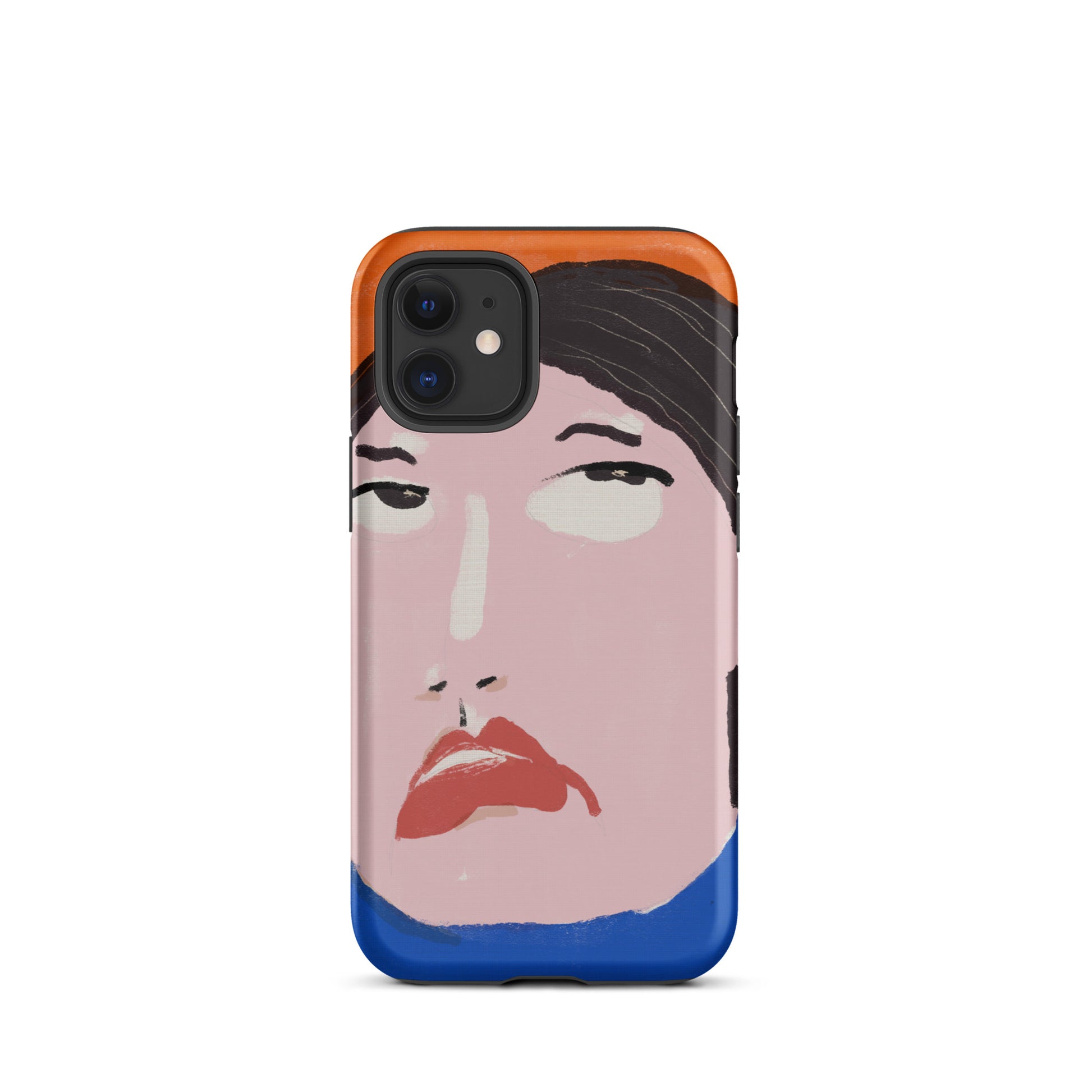 A stylish iPhone case featuring a hand-drawn portrait of a woman with an unimpressed expression, paired with the word “Nah.” The design channels a cool, dismissive vibe. The case has a durable, dual-layer build with impact protection.