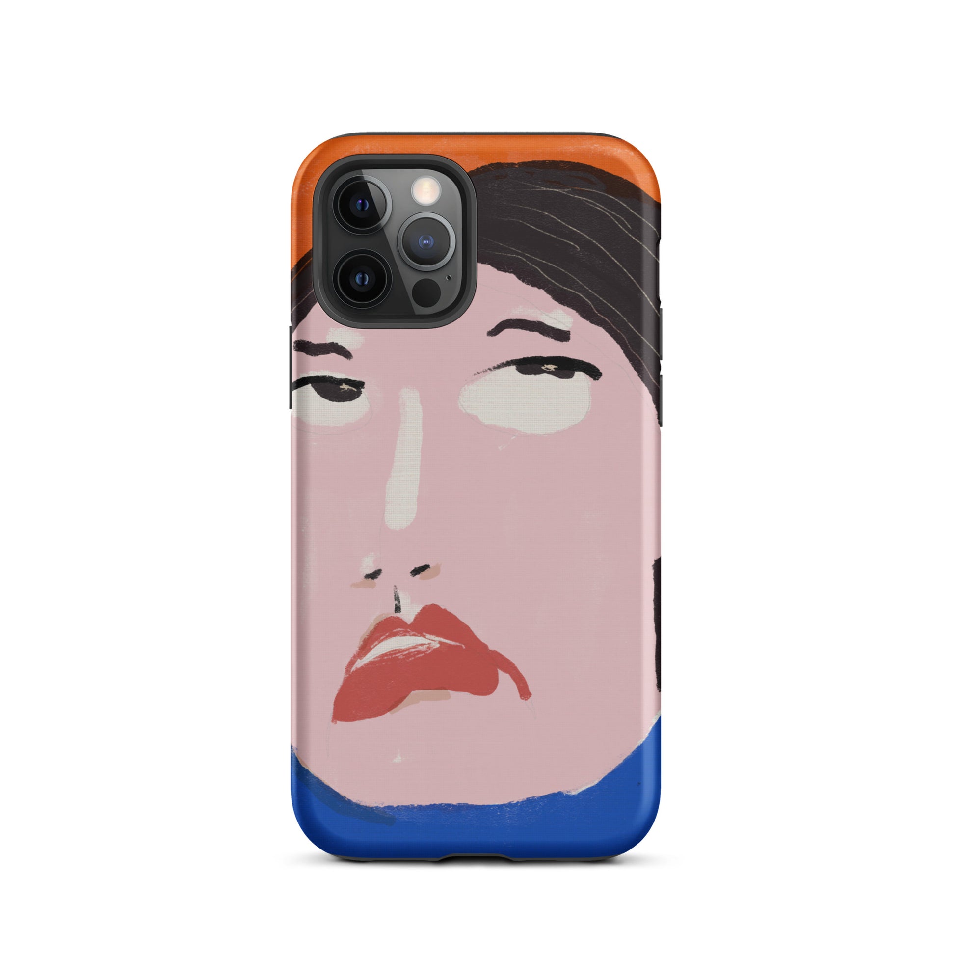 A stylish iPhone case featuring a hand-drawn portrait of a woman with an unimpressed expression, paired with the word “Nah.” The design channels a cool, dismissive vibe. The case has a durable, dual-layer build with impact protection.