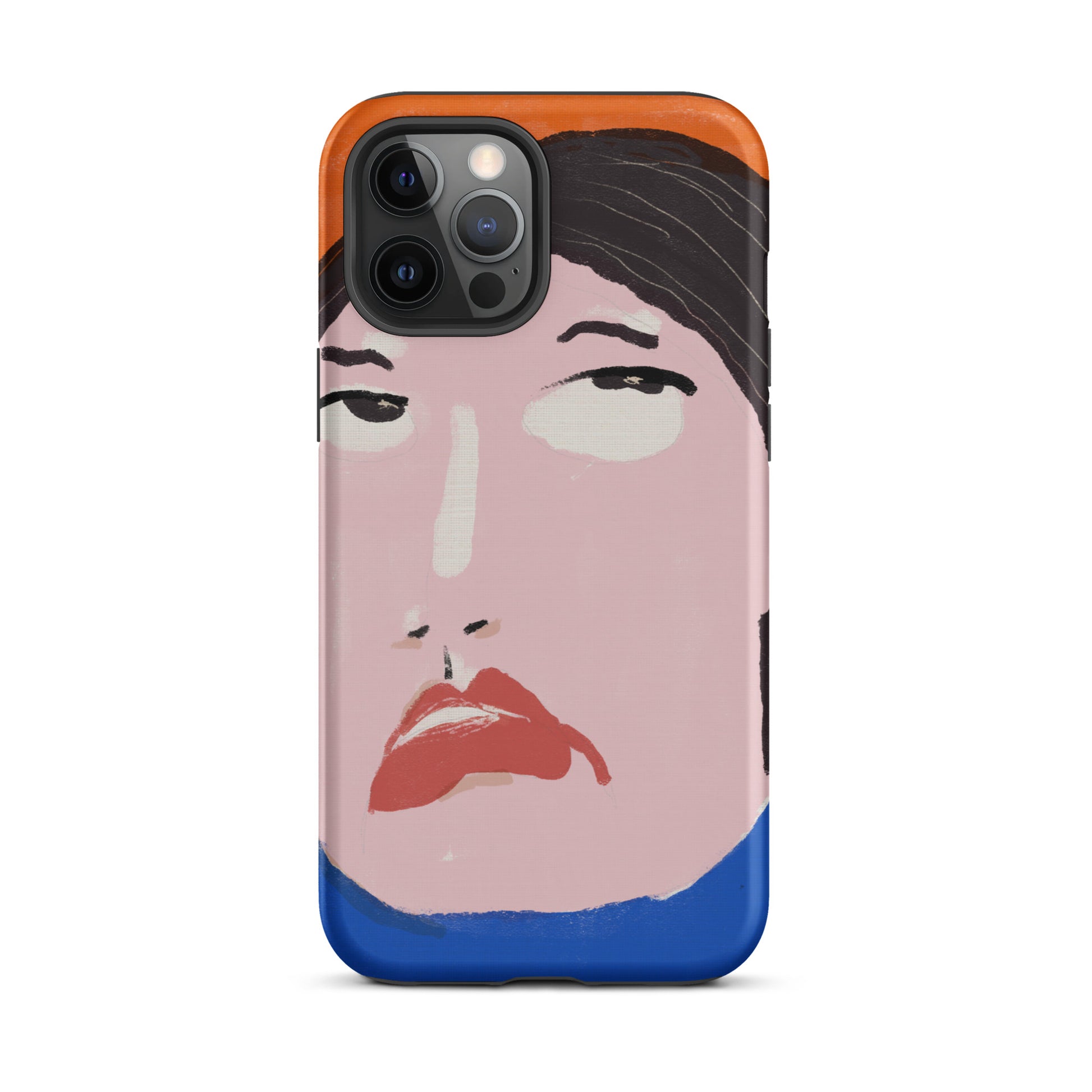 A stylish iPhone case featuring a hand-drawn portrait of a woman with an unimpressed expression, paired with the word “Nah.” The design channels a cool, dismissive vibe. The case has a durable, dual-layer build with impact protection.