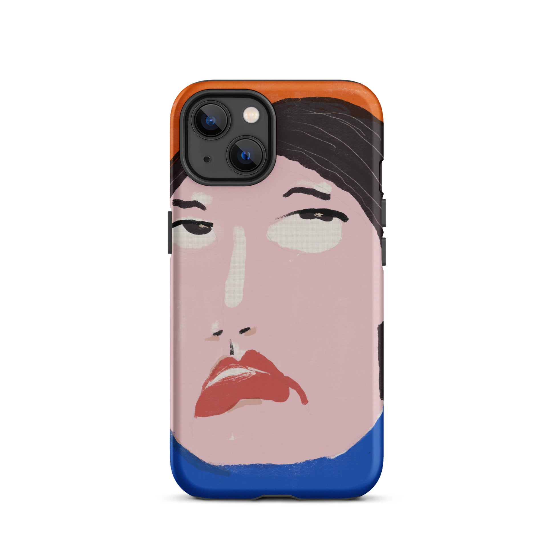 A stylish iPhone case featuring a hand-drawn portrait of a woman with an unimpressed expression, paired with the word “Nah.” The design channels a cool, dismissive vibe. The case has a durable, dual-layer build with impact protection.