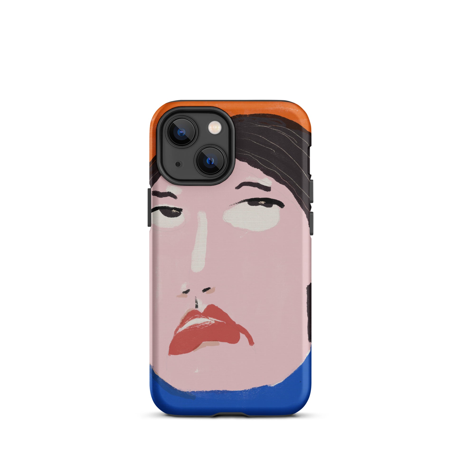 A stylish iPhone case featuring a hand-drawn portrait of a woman with an unimpressed expression, paired with the word “Nah.” The design channels a cool, dismissive vibe. The case has a durable, dual-layer build with impact protection.