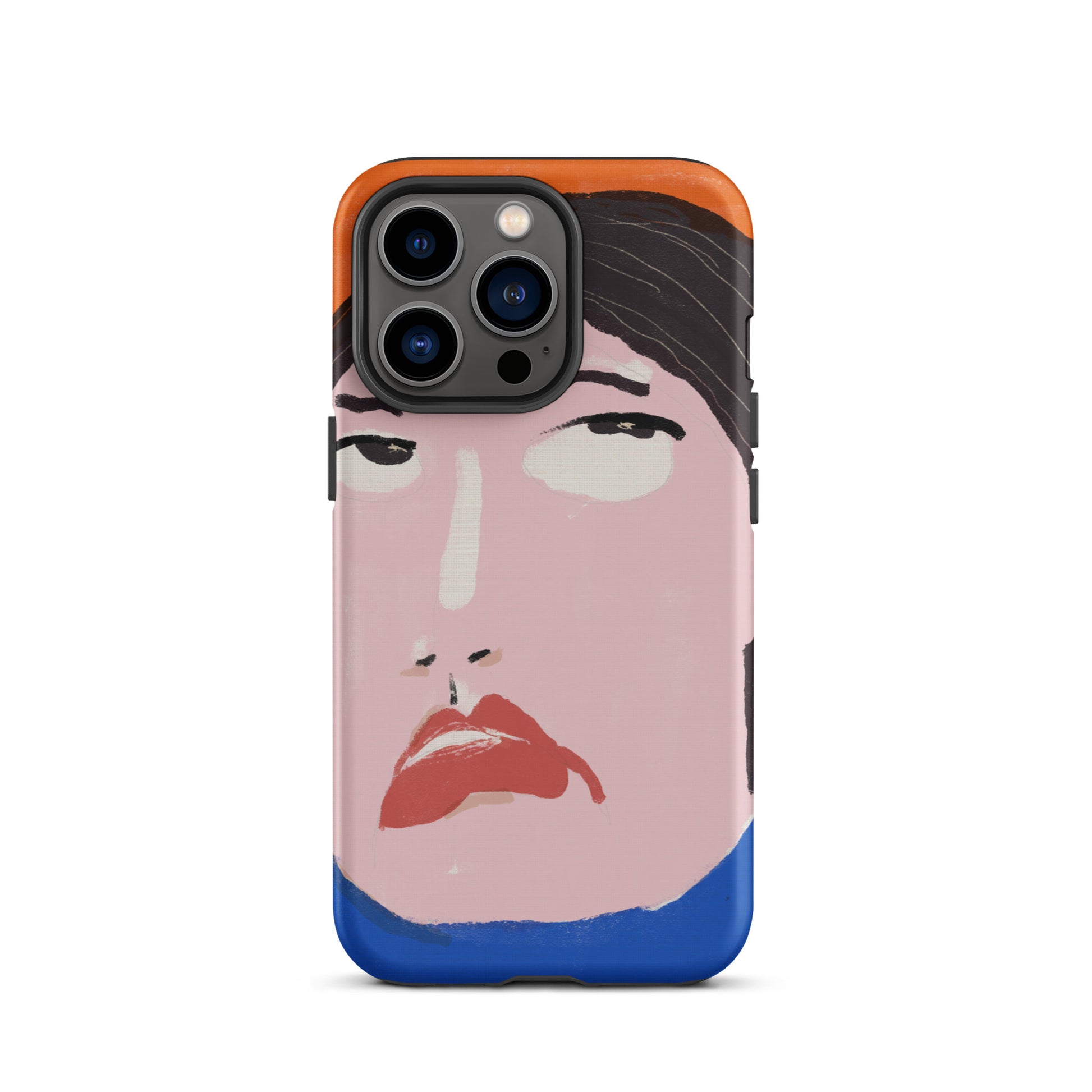 A stylish iPhone case featuring a hand-drawn portrait of a woman with an unimpressed expression, paired with the word “Nah.” The design channels a cool, dismissive vibe. The case has a durable, dual-layer build with impact protection.