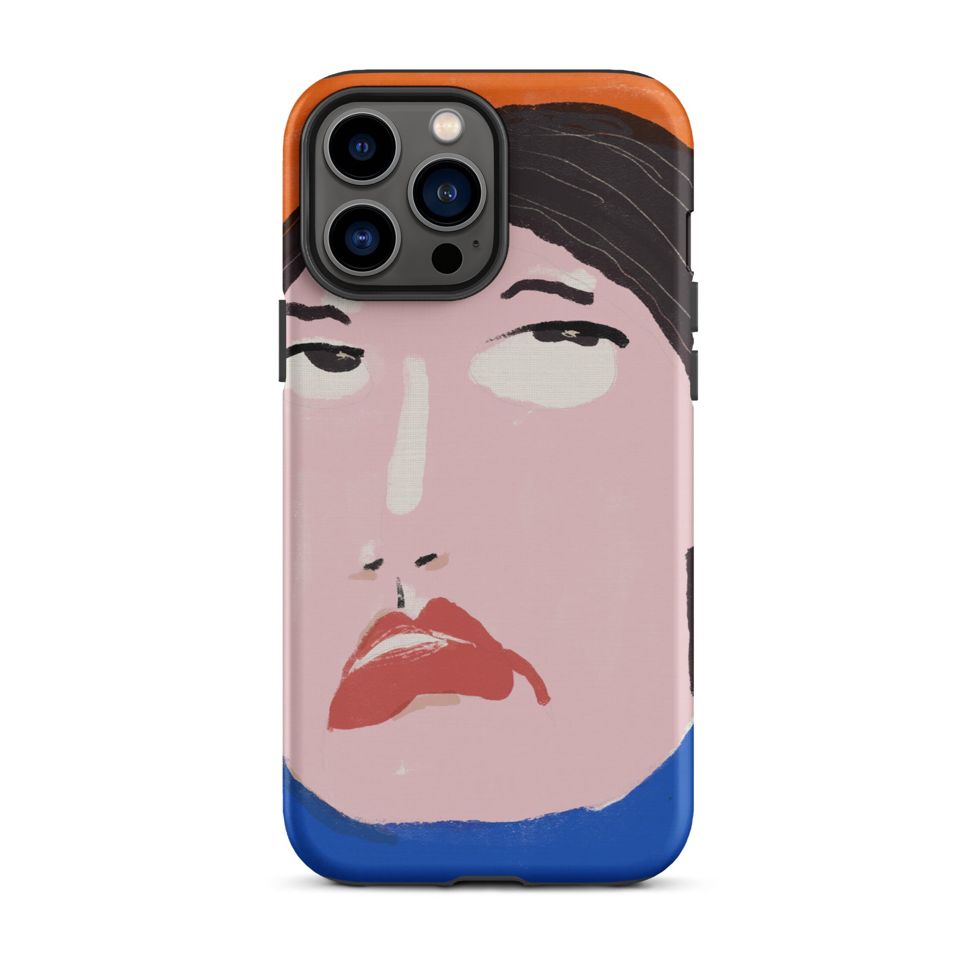 A stylish iPhone case featuring a hand-drawn portrait of a woman with an unimpressed expression, paired with the word “Nah.” The design channels a cool, dismissive vibe. The case has a durable, dual-layer build with impact protection.