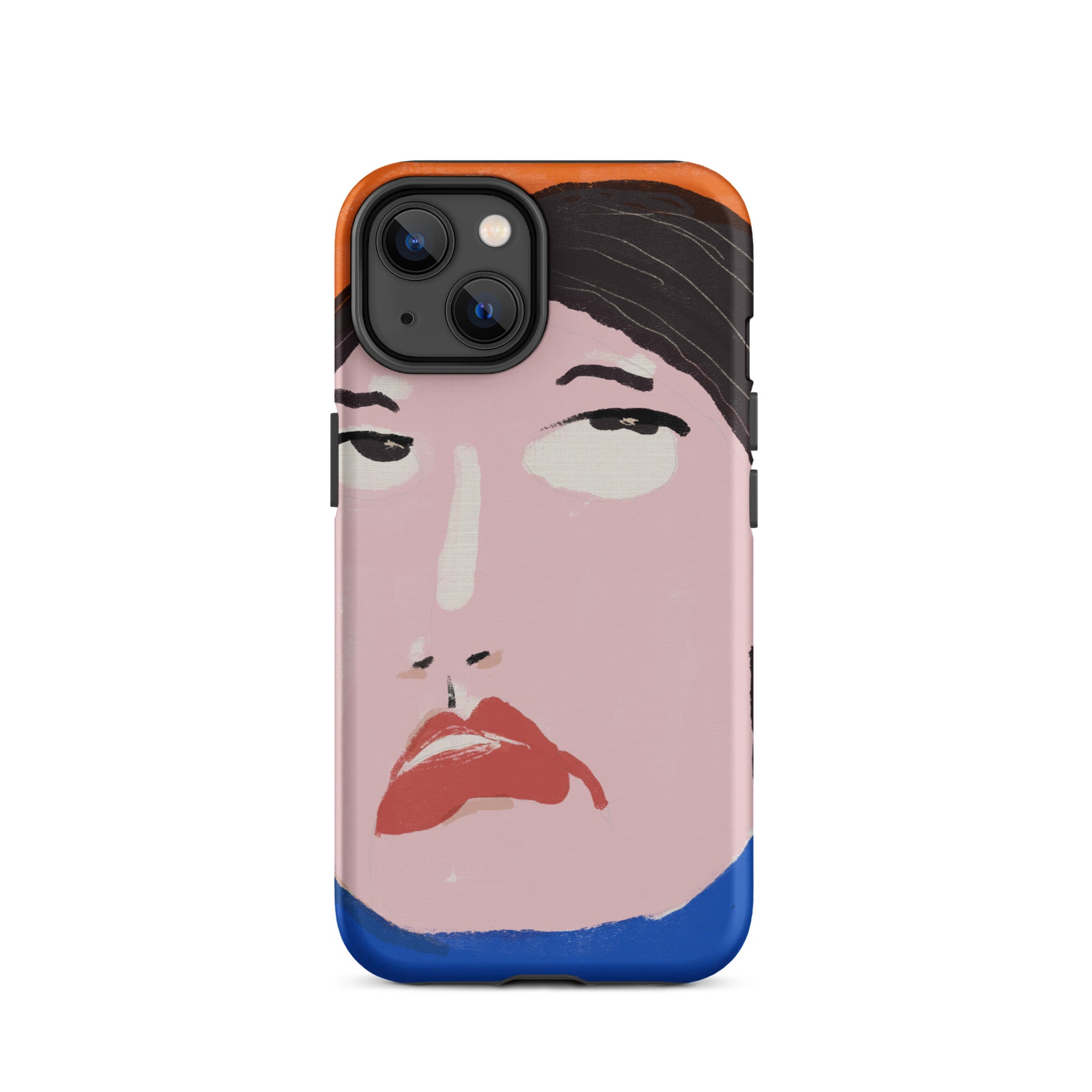 A stylish iPhone case featuring a hand-drawn portrait of a woman with an unimpressed expression, paired with the word “Nah.” The design channels a cool, dismissive vibe. The case has a durable, dual-layer build with impact protection.