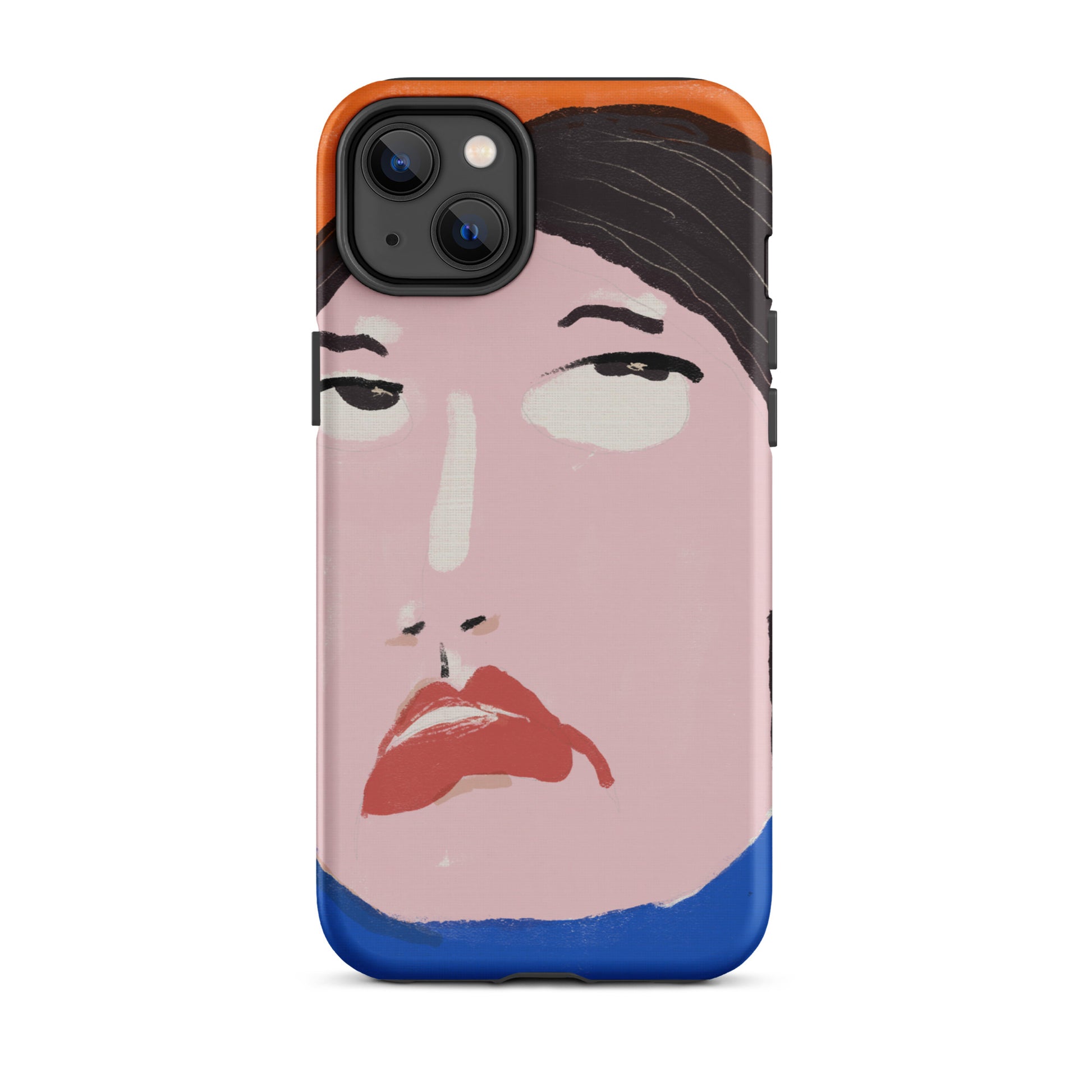 A stylish iPhone case featuring a hand-drawn portrait of a woman with an unimpressed expression, paired with the word “Nah.” The design channels a cool, dismissive vibe. The case has a durable, dual-layer build with impact protection.