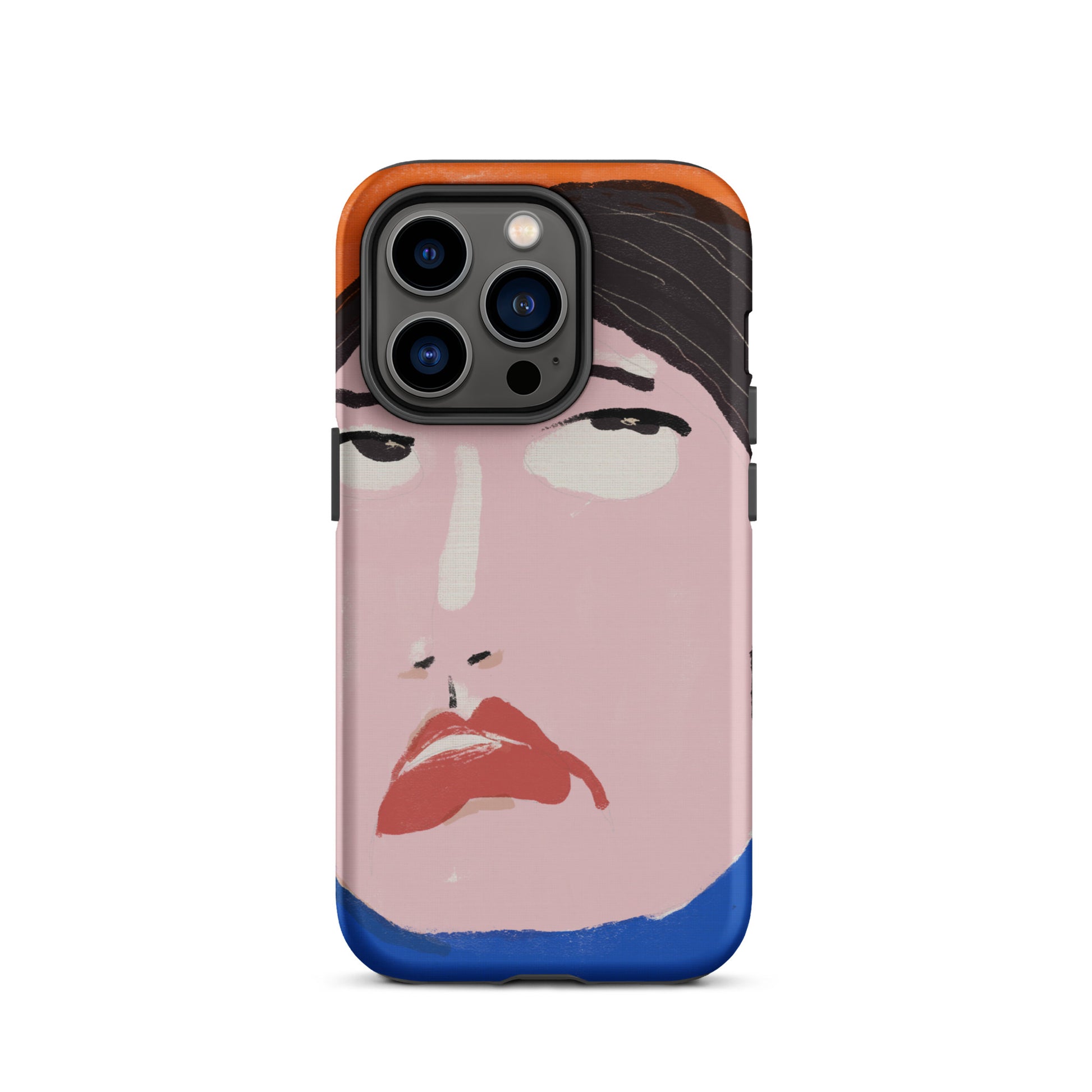 A stylish iPhone case featuring a hand-drawn portrait of a woman with an unimpressed expression, paired with the word “Nah.” The design channels a cool, dismissive vibe. The case has a durable, dual-layer build with impact protection.