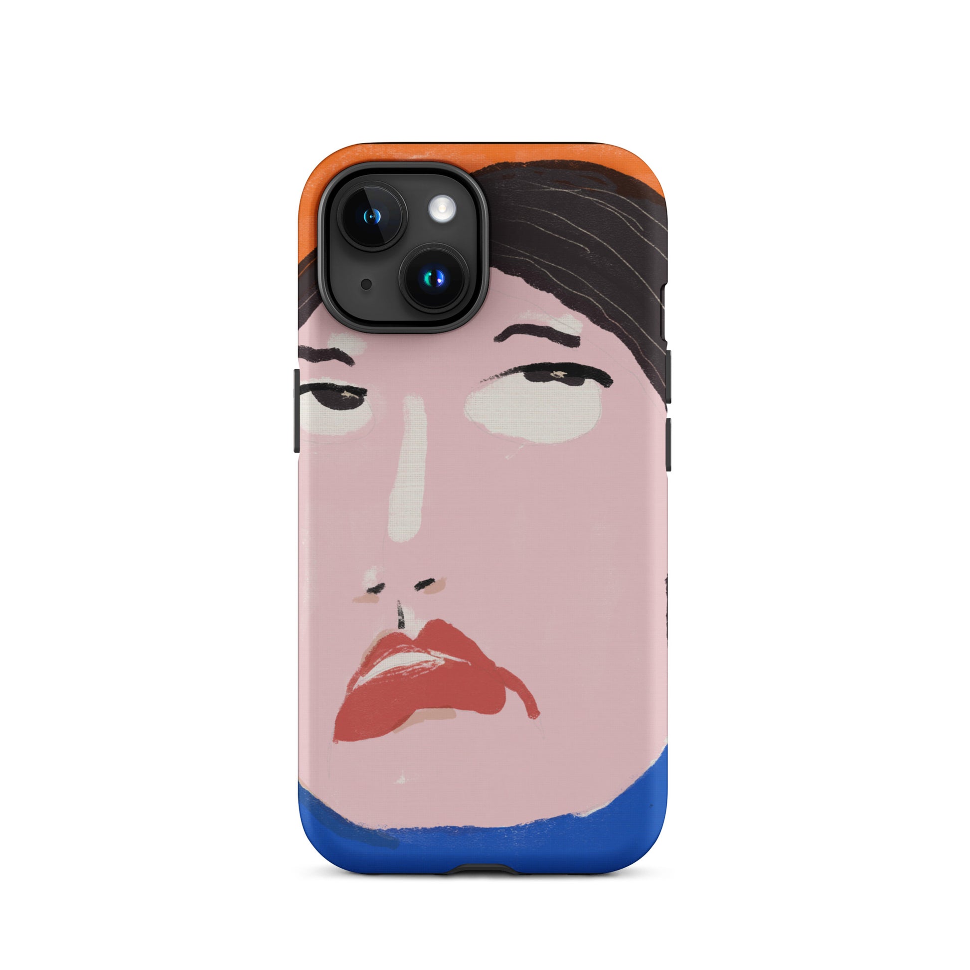 A stylish iPhone case featuring a hand-drawn portrait of a woman with an unimpressed expression, paired with the word “Nah.” The design channels a cool, dismissive vibe. The case has a durable, dual-layer build with impact protection.