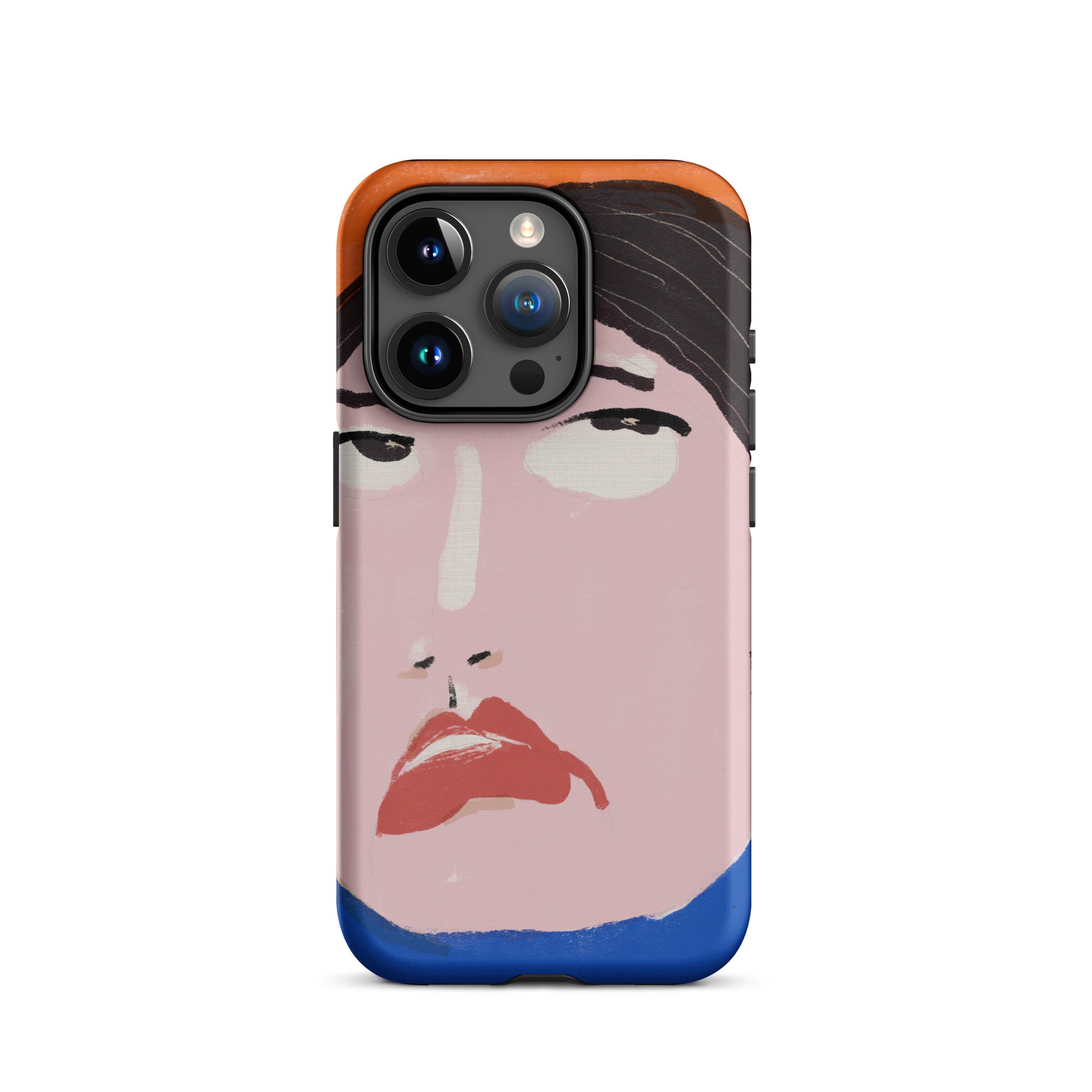 A stylish iPhone case featuring a hand-drawn portrait of a woman with an unimpressed expression, paired with the word “Nah.” The design channels a cool, dismissive vibe. The case has a durable, dual-layer build with impact protection.