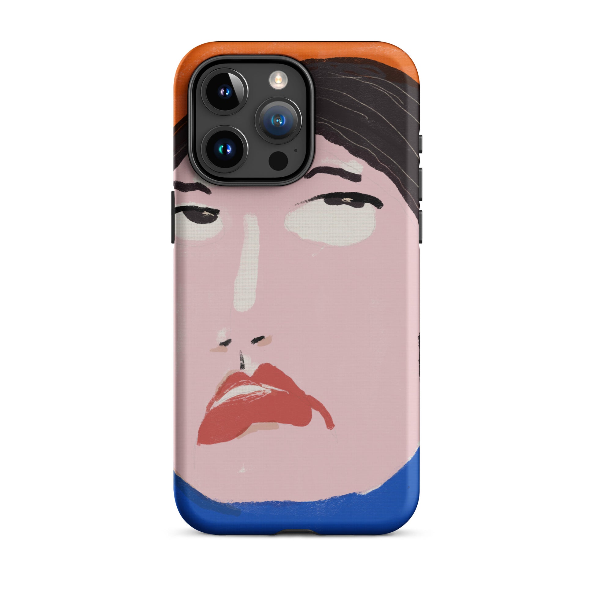 A stylish iPhone case featuring a hand-drawn portrait of a woman with an unimpressed expression, paired with the word “Nah.” The design channels a cool, dismissive vibe. The case has a durable, dual-layer build with impact protection.
