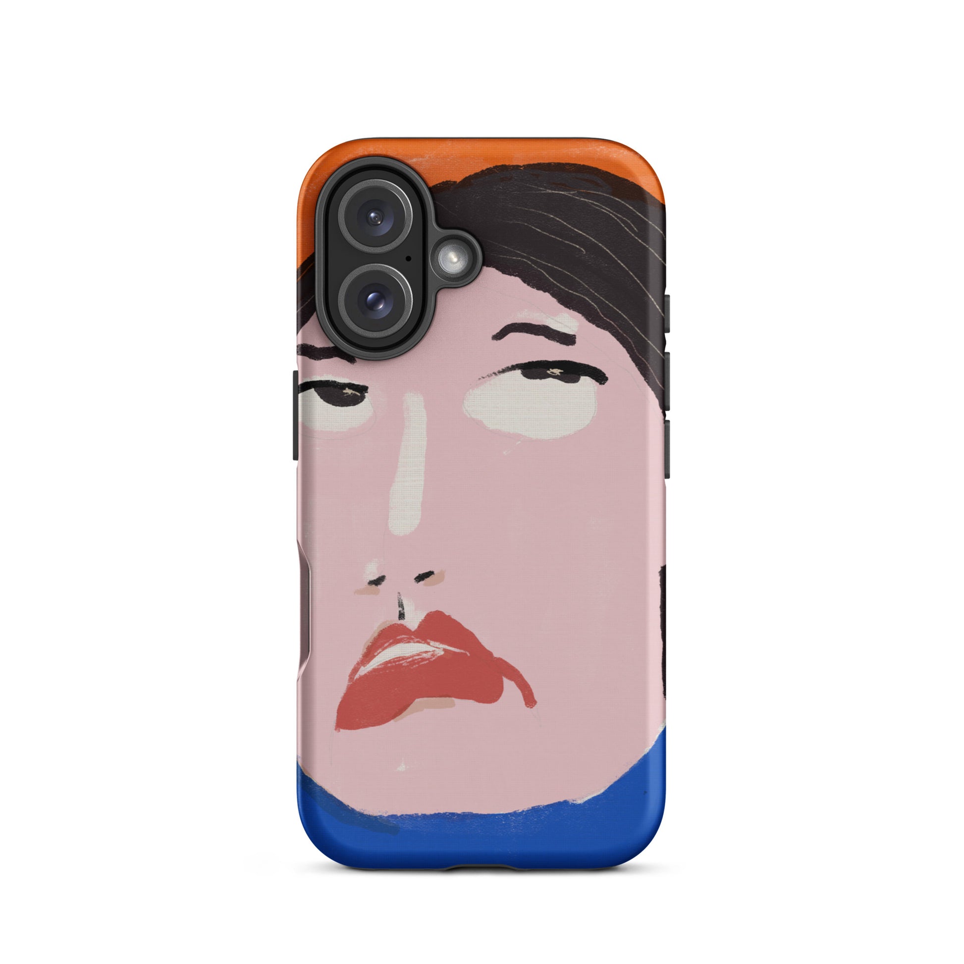 A stylish iPhone case featuring a hand-drawn portrait of a woman with an unimpressed expression, paired with the word “Nah.” The design channels a cool, dismissive vibe. The case has a durable, dual-layer build with impact protection.
